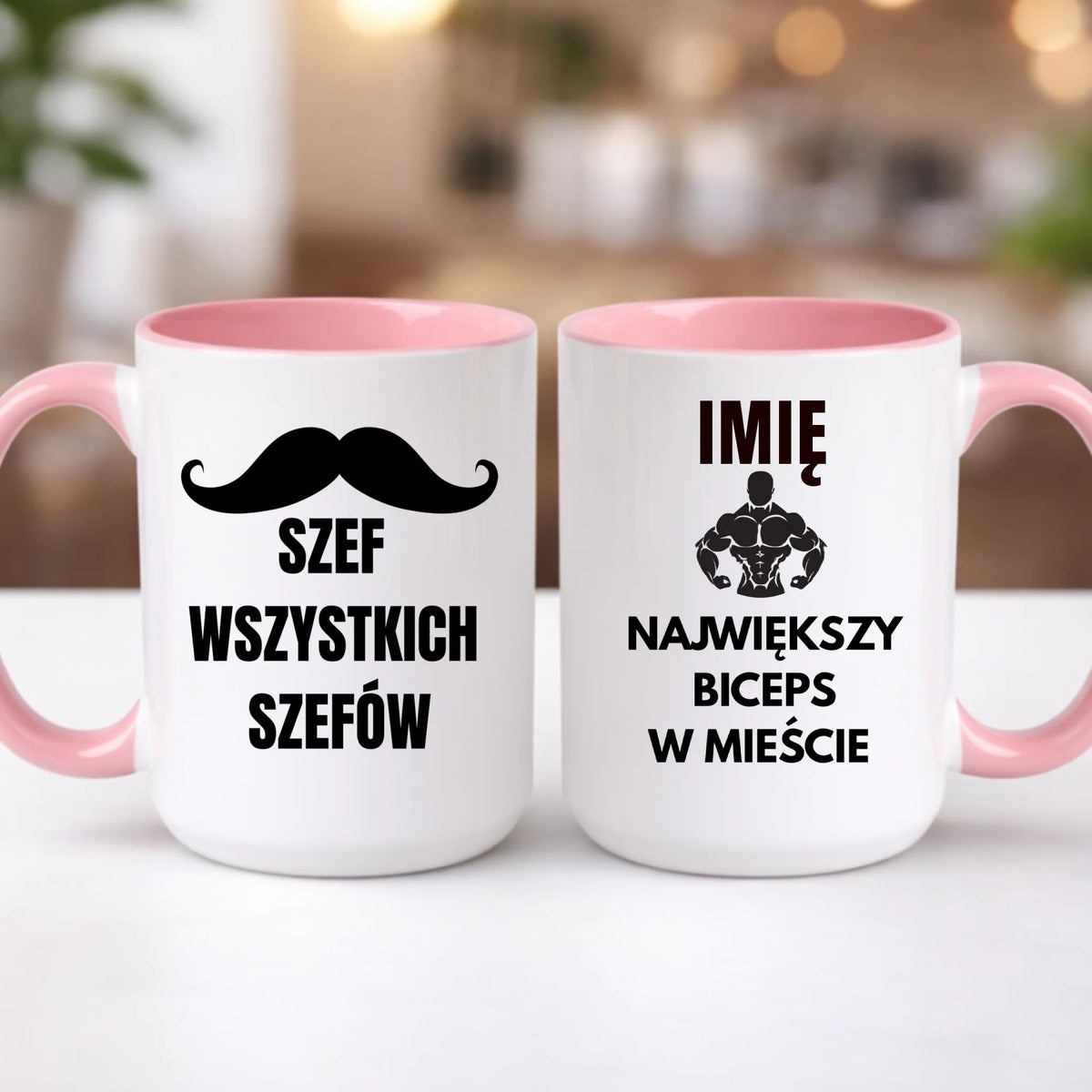 kubek z własnym nadrukiem 440ml personalizowane prezenty pl różowy