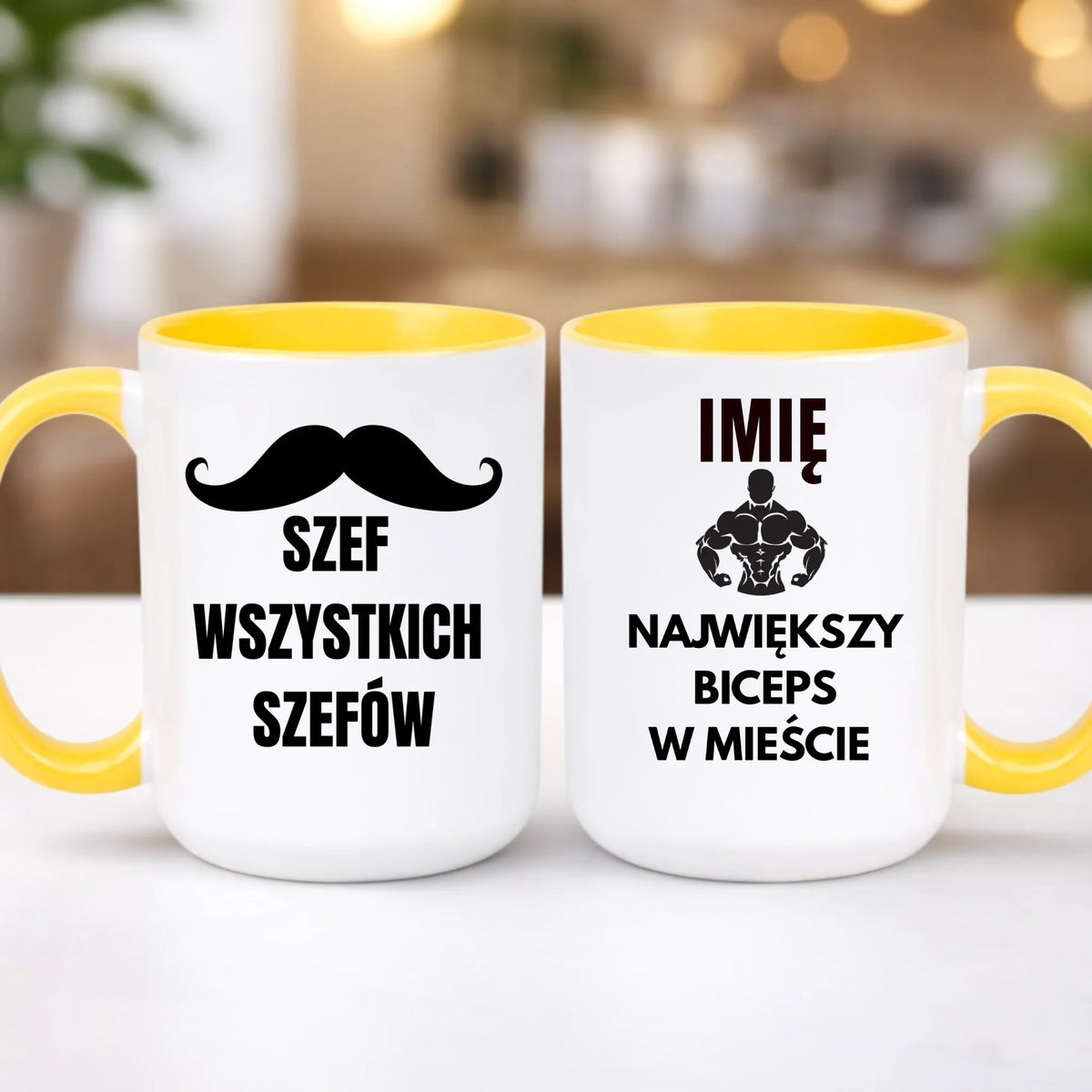 kubek z własnym nadrukiem 440ml personalizowane prezenty pl żółty