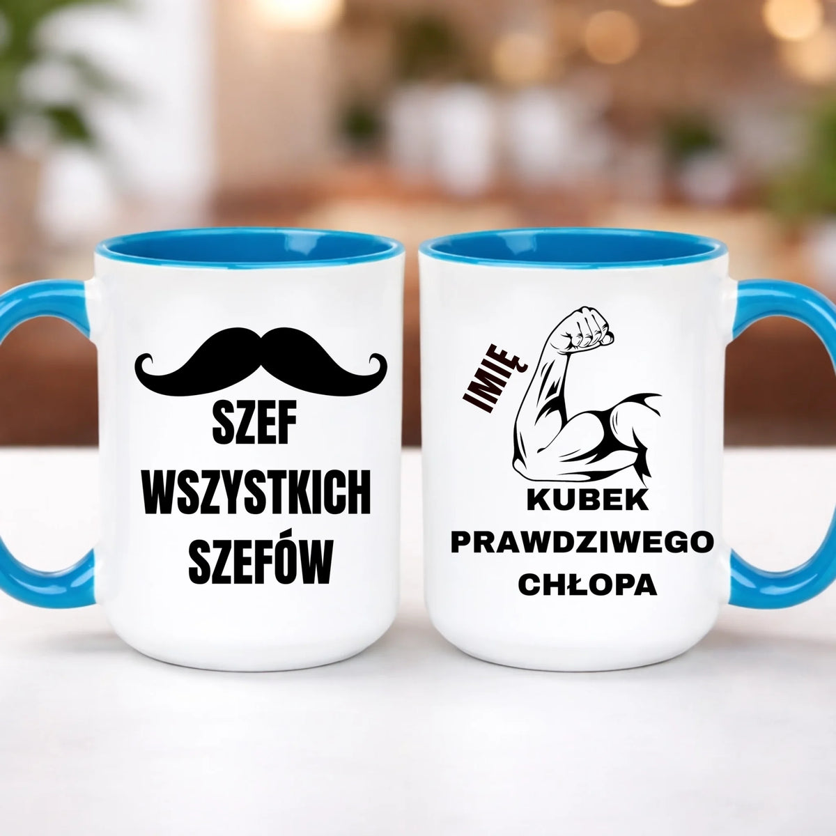 kubek z własnym nadrukiem 440ml personalizowane prezenty pl niebieski
