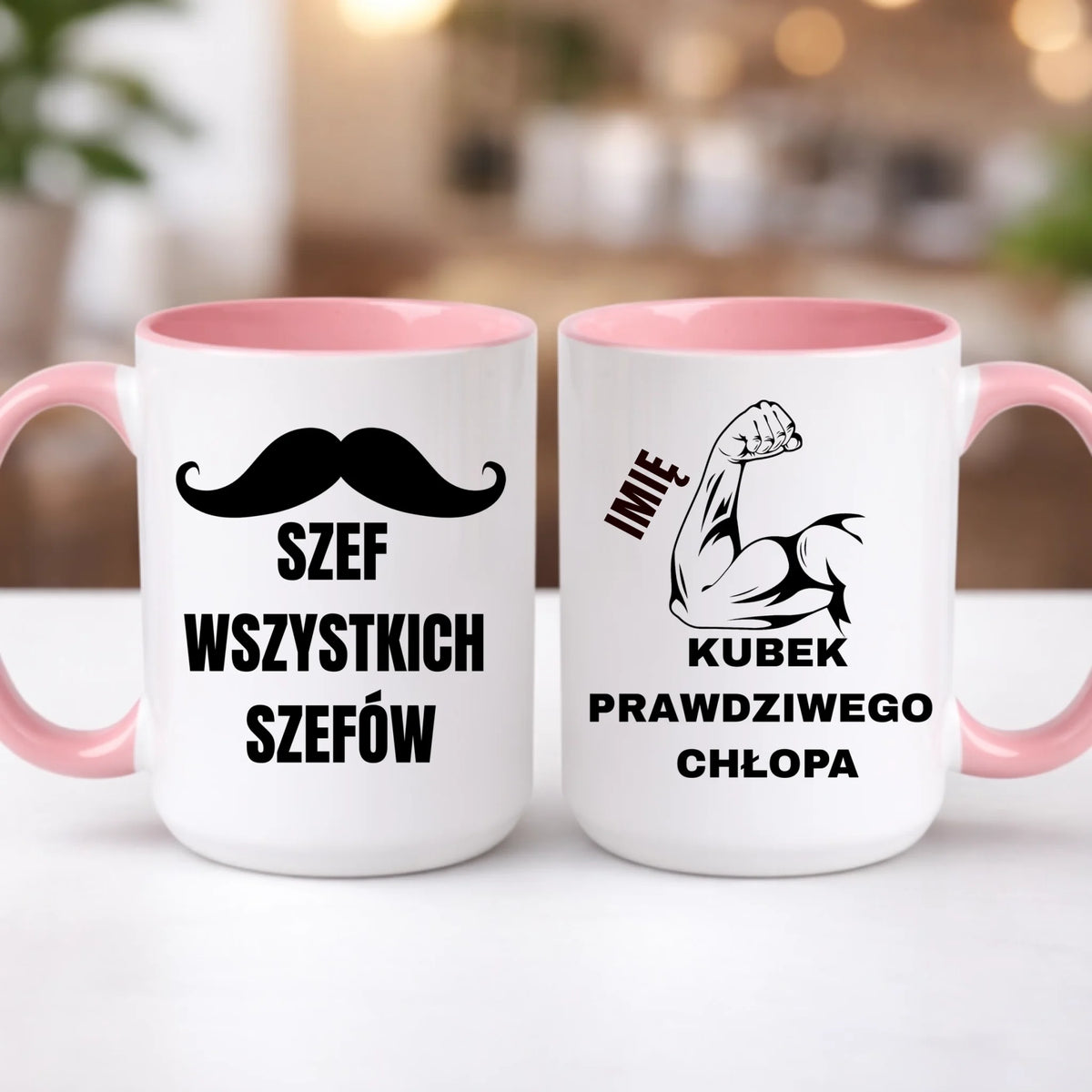 kubek z własnym nadrukiem 440ml personalizowane prezenty pl różowy