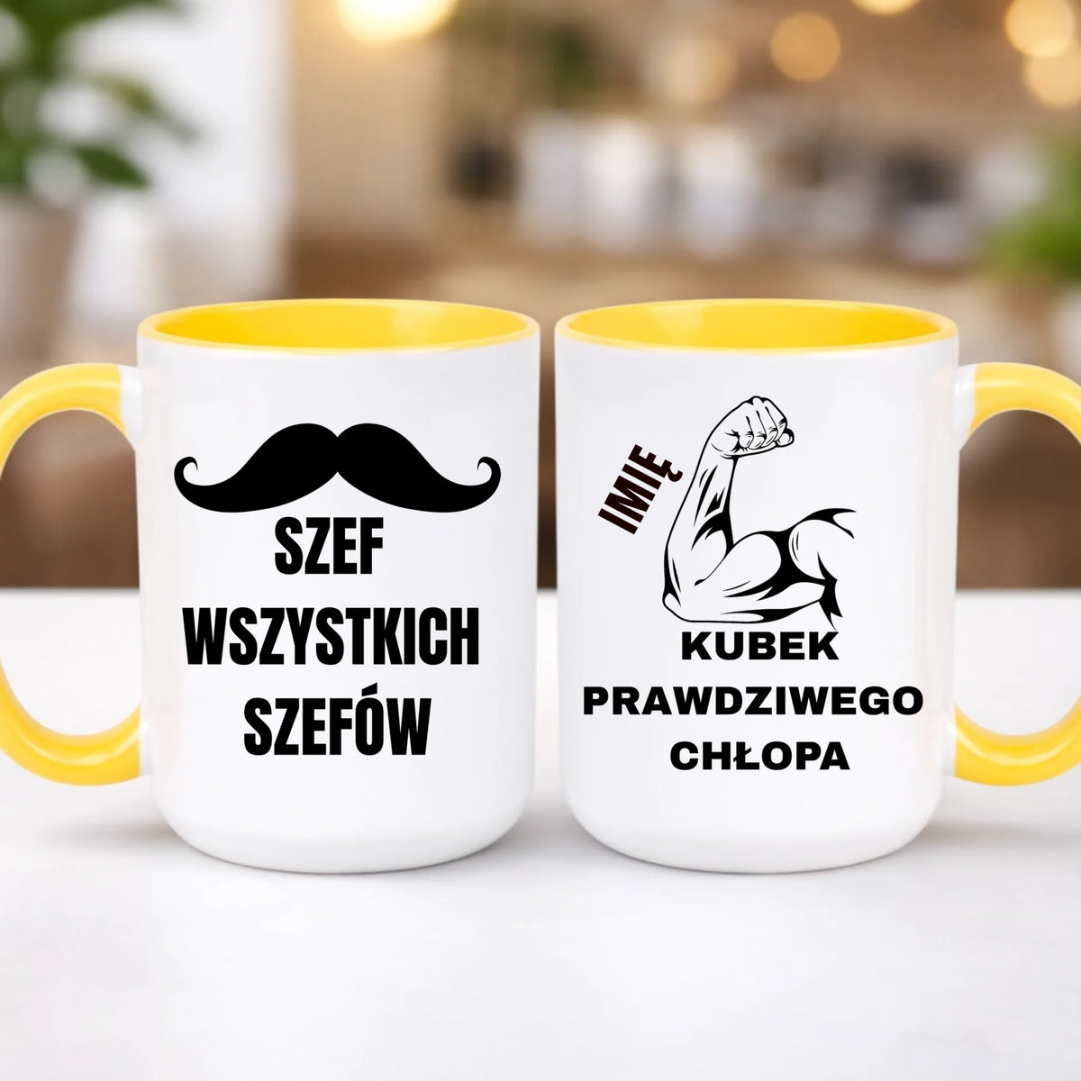 kubek z własnym nadrukiem 440ml personalizowane prezenty pl żółty