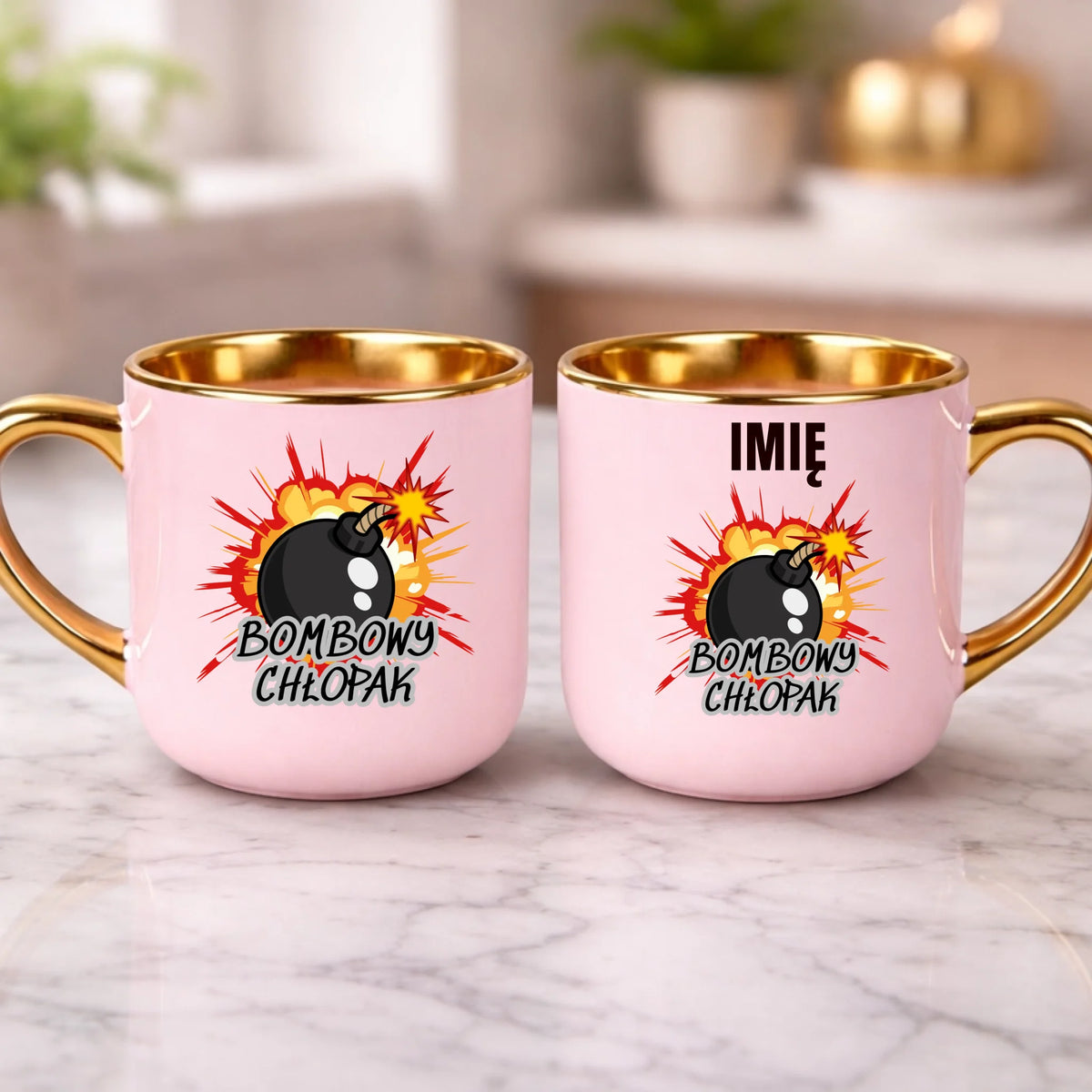 kubek z własnym nadrukiem 400ml personalizowane prezenty pl różowy