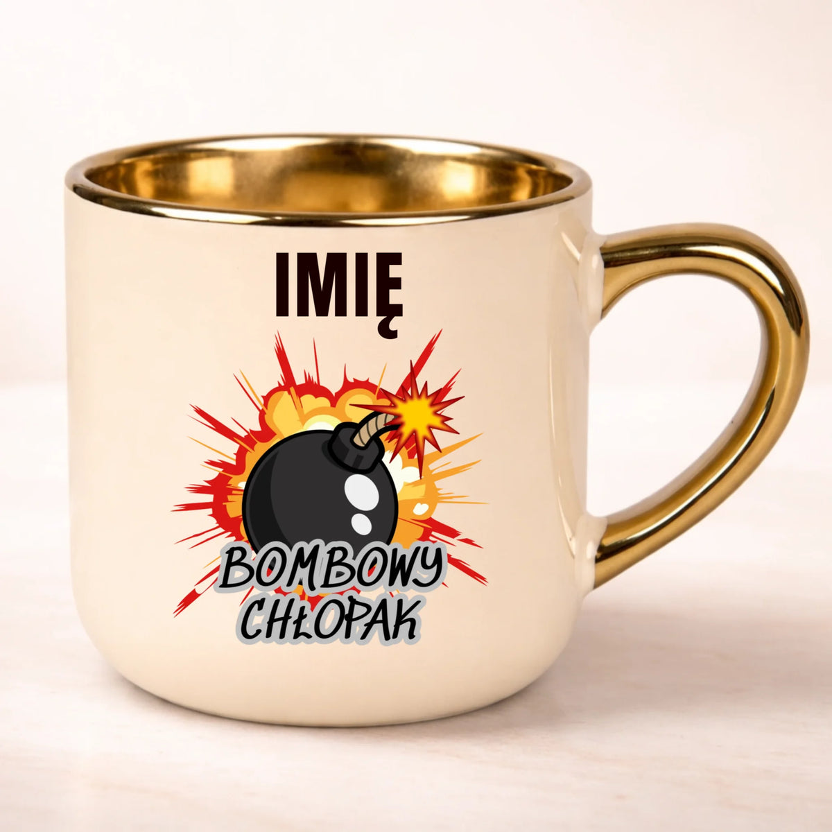 kubek personalizowany z nadrukiem 400ml kremowy