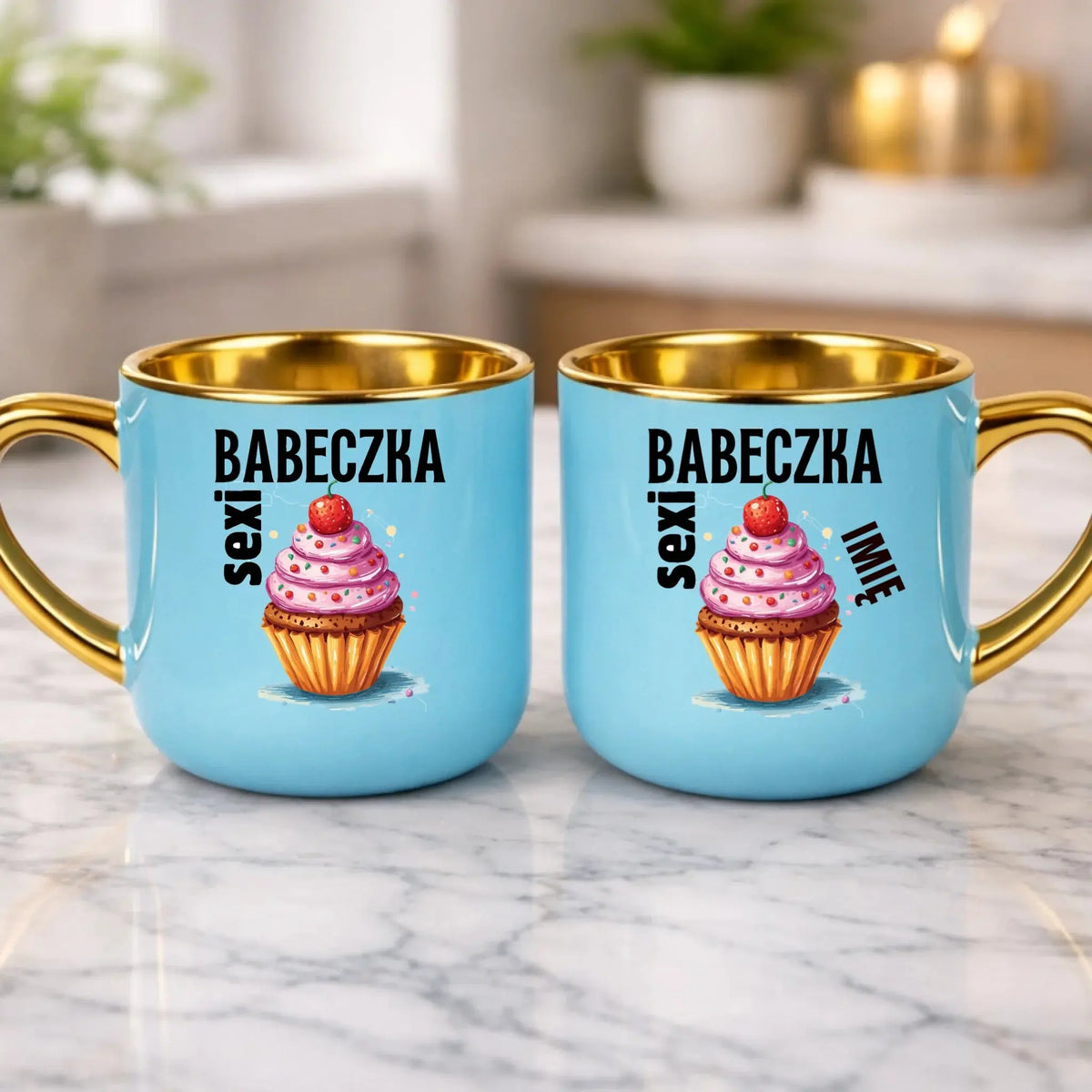 kubek z własnym nadrukiem 400ml personalizowane prezenty pl niebieski
