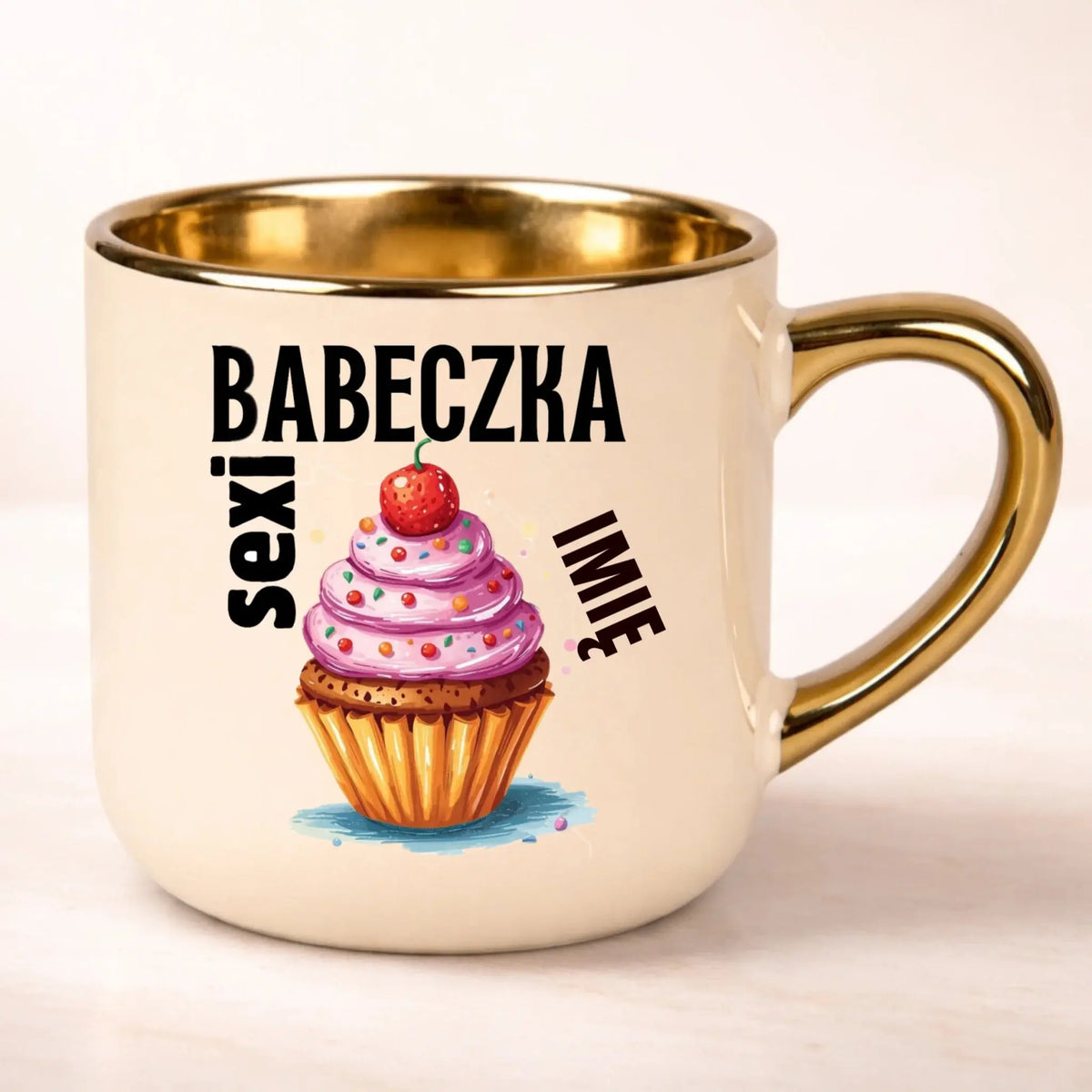 kubek personalizowany z nadrukiem 400ml kremowy