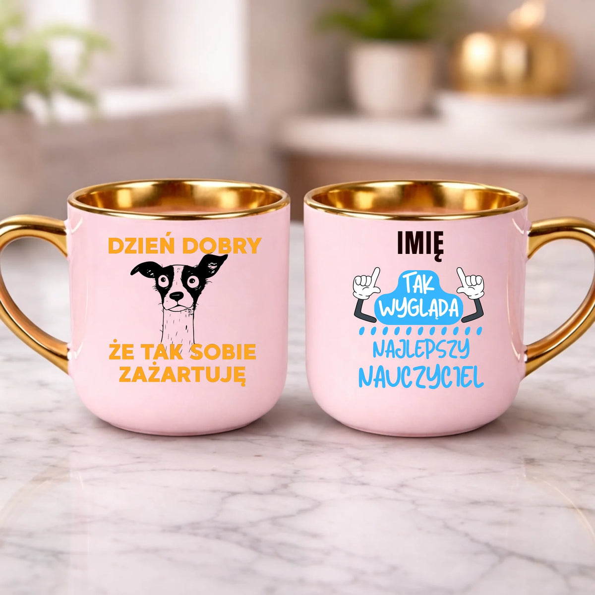 kubek z własnym nadrukiem 400ml personalizowane prezenty pl różowy