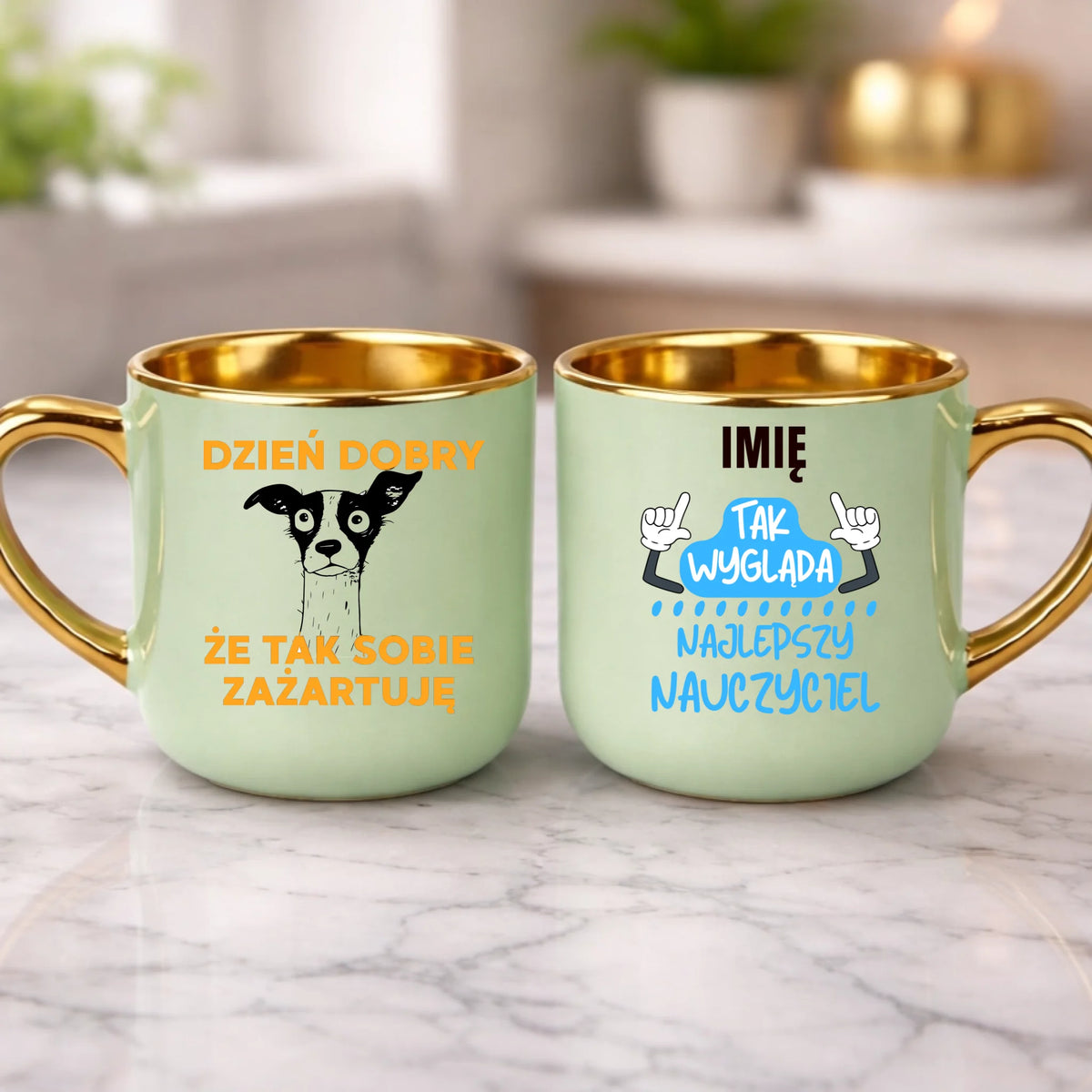 kubek z własnym nadrukiem 400ml personalizowane prezenty pl zielony