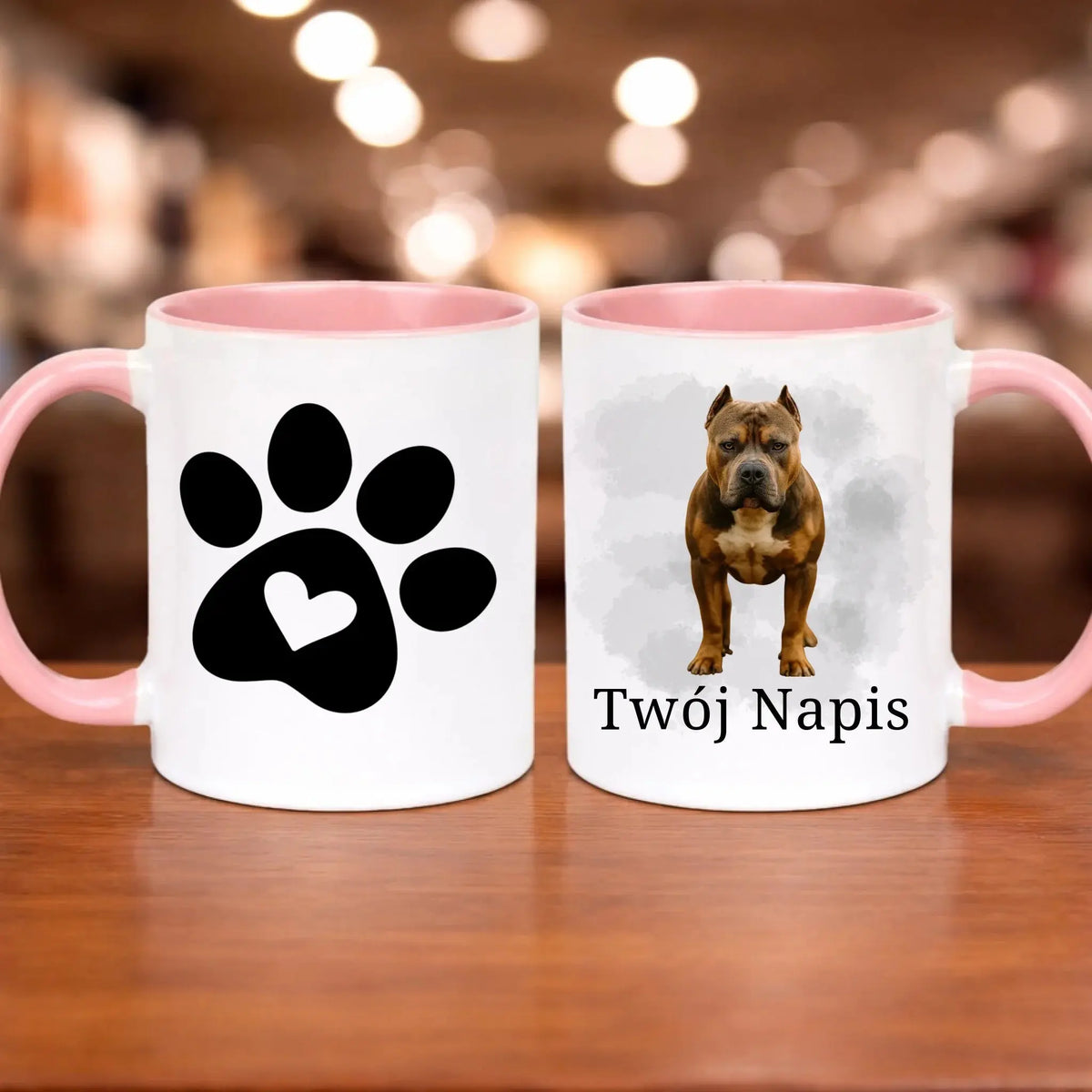 kubek z własnym nadrukiem 330ml personalizowane prezenty pl różowy