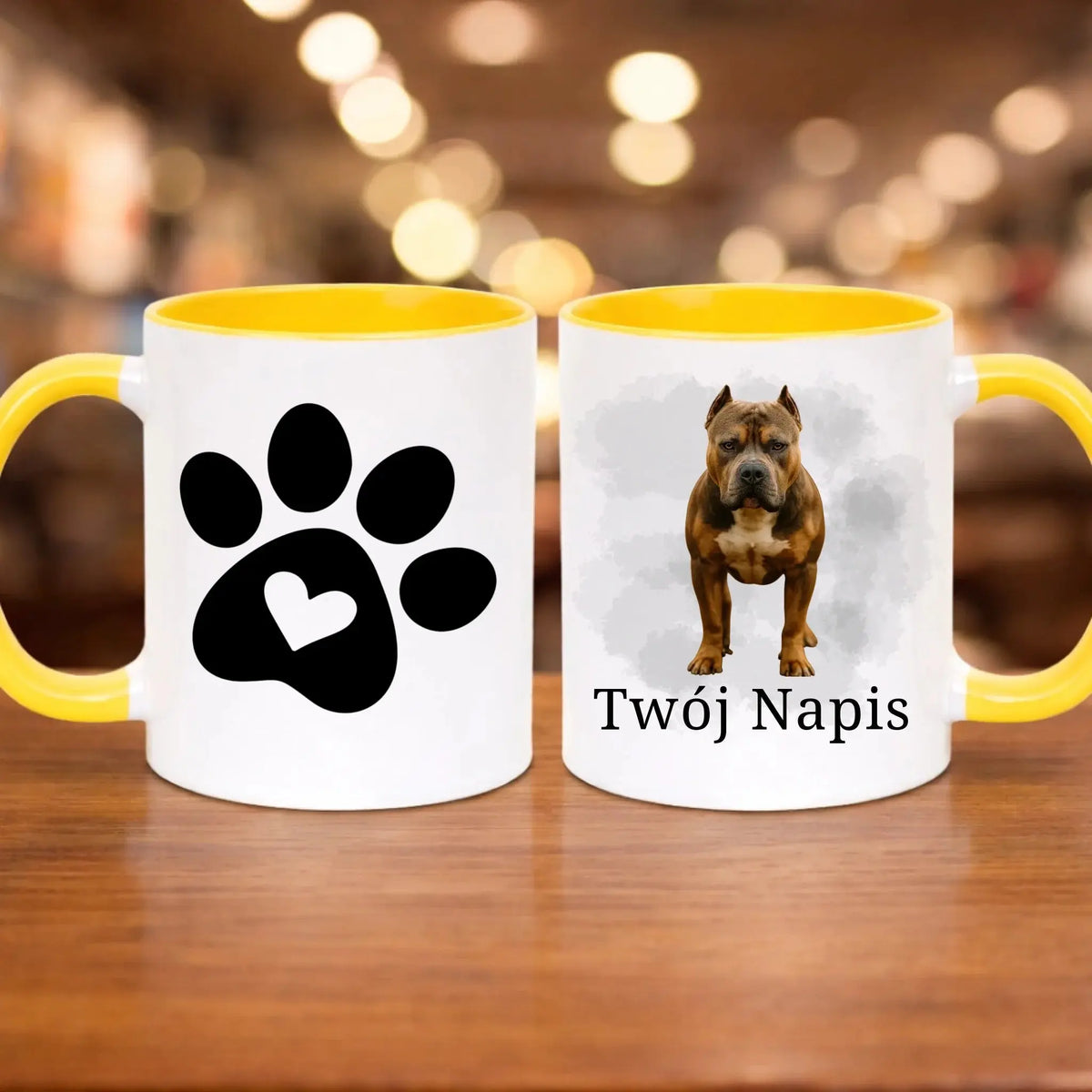 kubek z własnym nadrukiem 330ml personalizowane prezenty pl żółty