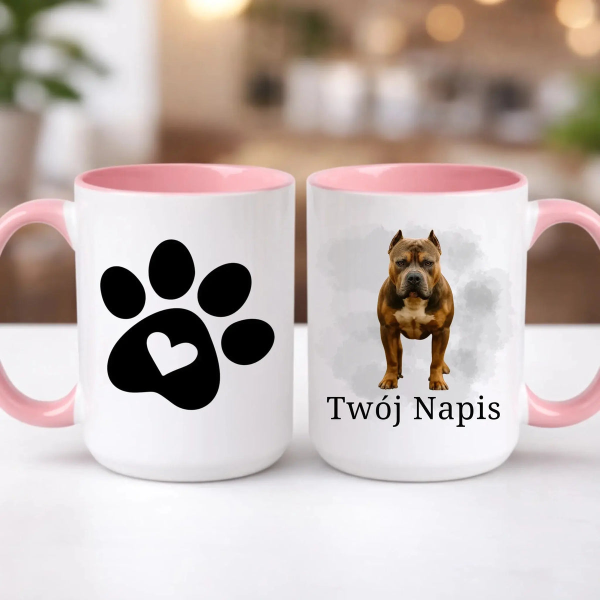kubek z własnym nadrukiem 440ml personalizowane prezenty pl różowy