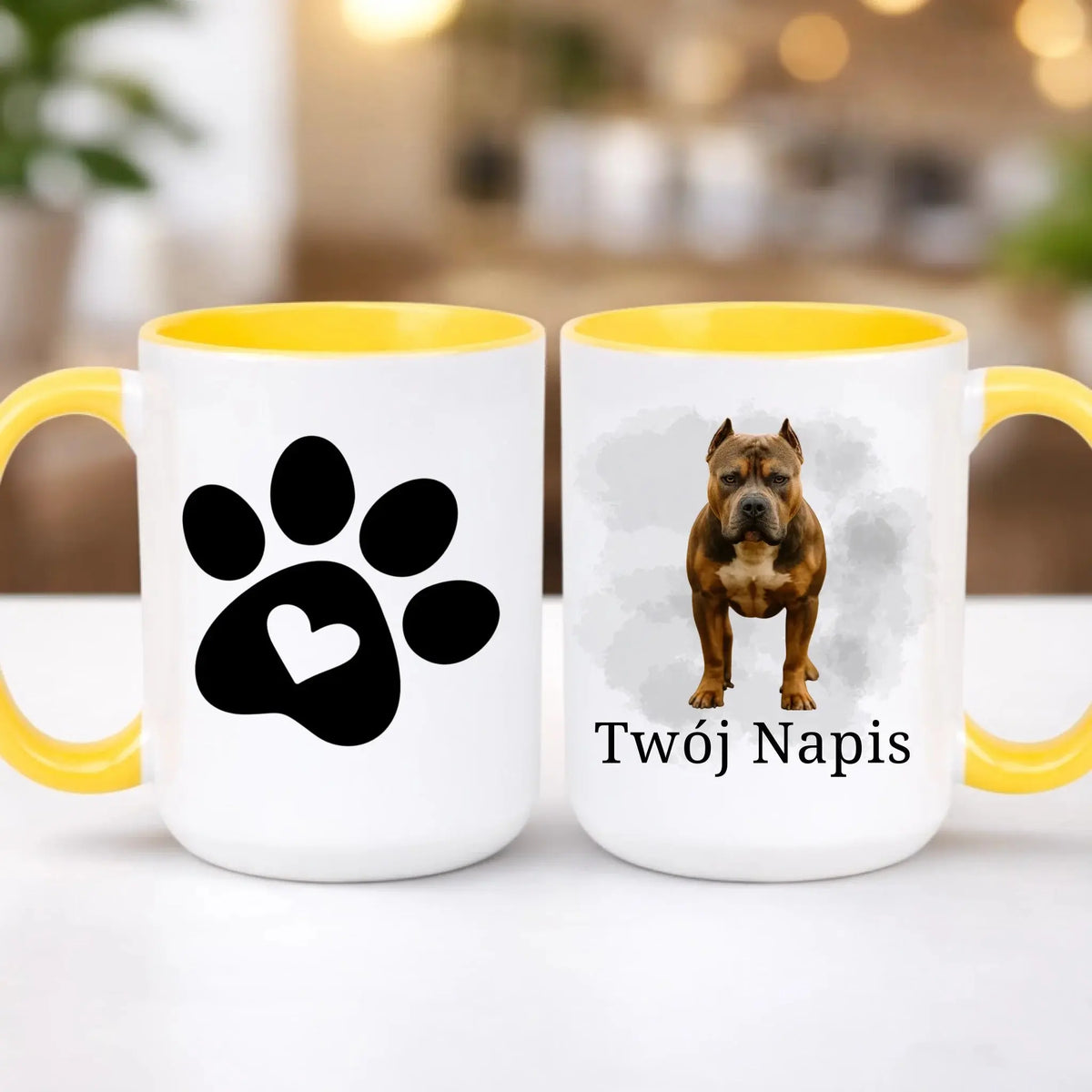 kubek z własnym nadrukiem 440ml personalizowane prezenty pl żółty