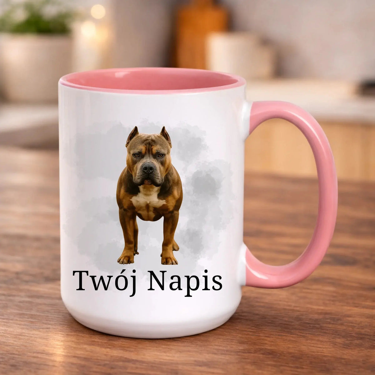 kubek z własnym nadrukiem 440ml personalizowane prezenty pl różowy