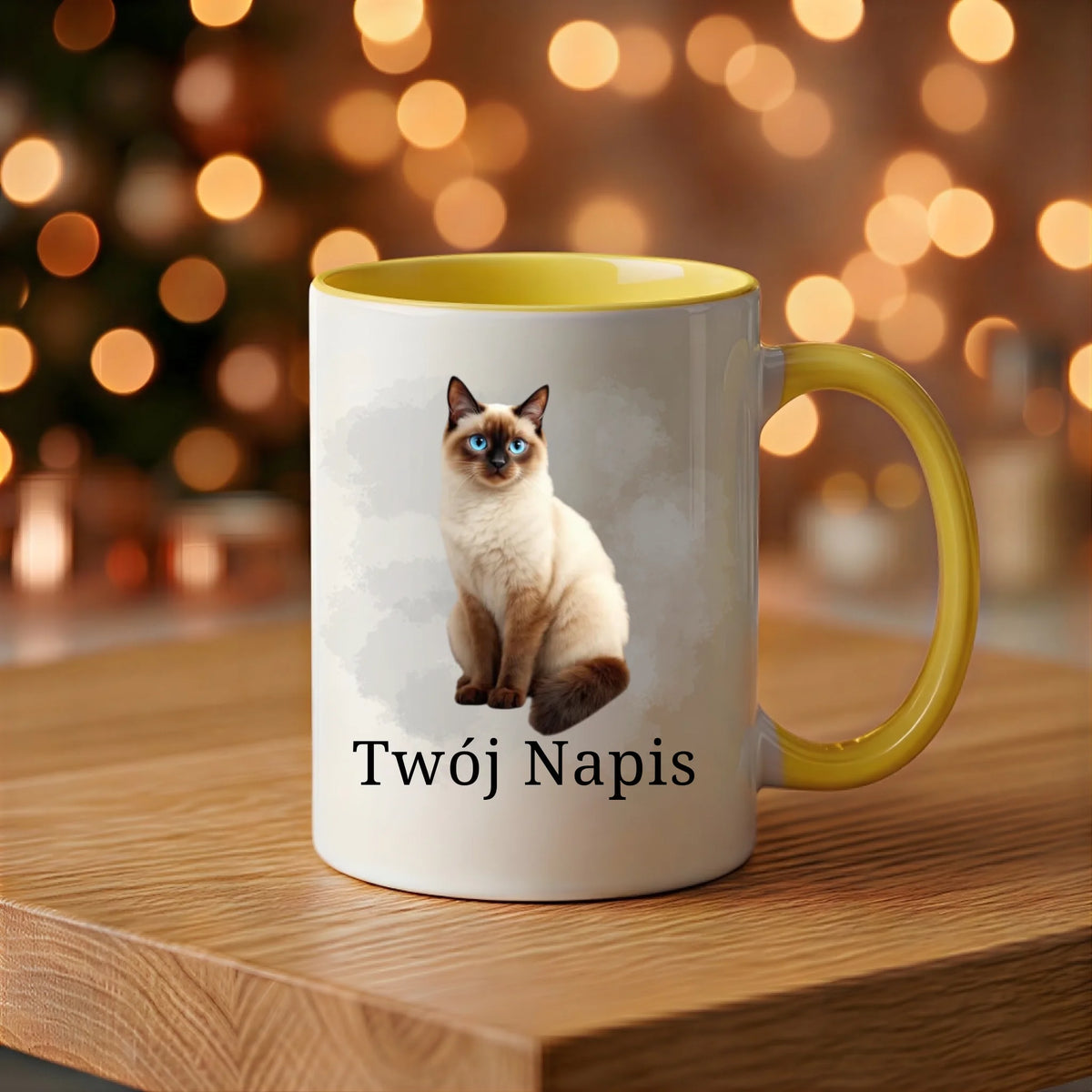 kubek z własnym nadrukiem 330ml personalizowane prezenty pl żółty