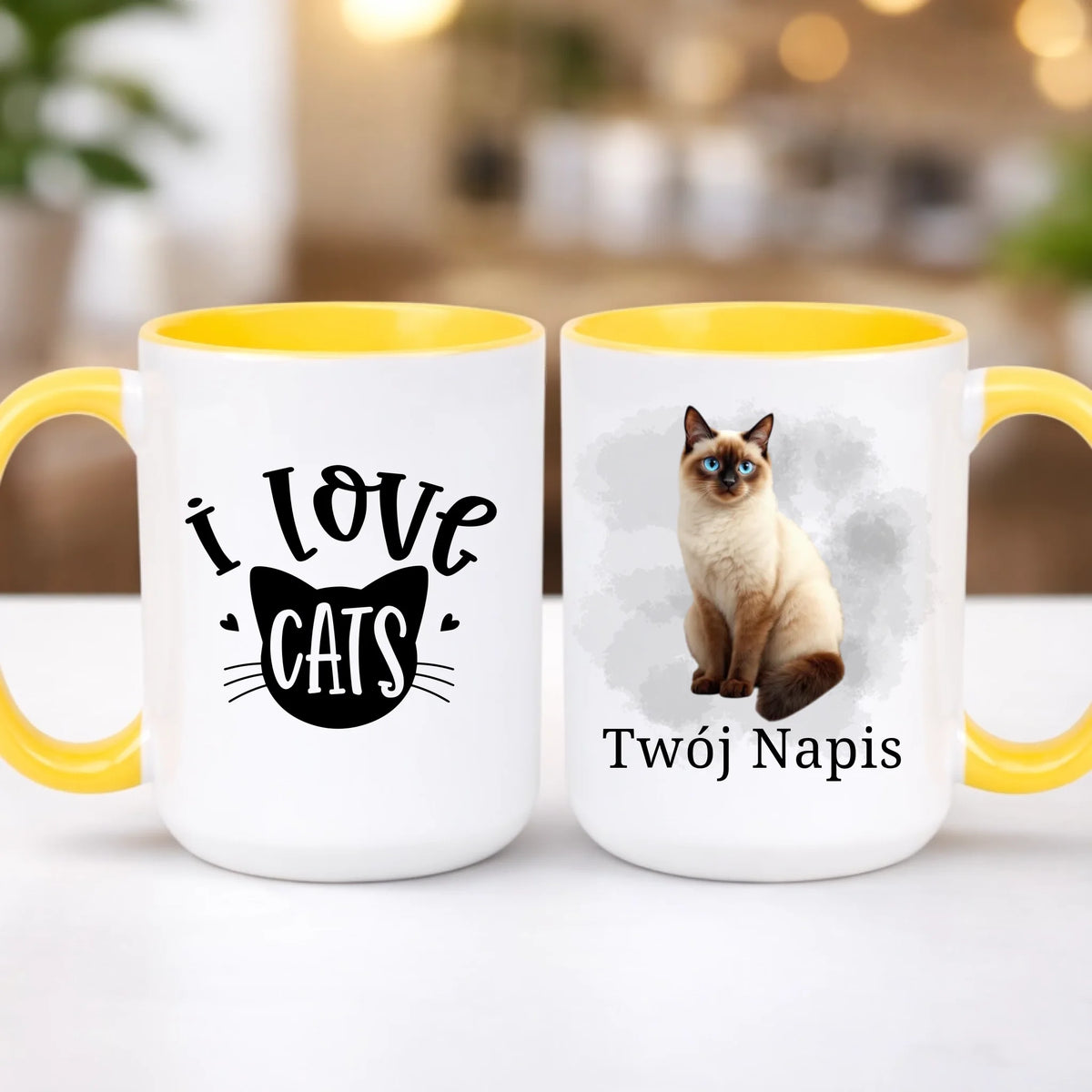 kubek z własnym nadrukiem 440ml personalizowane prezenty pl żółty