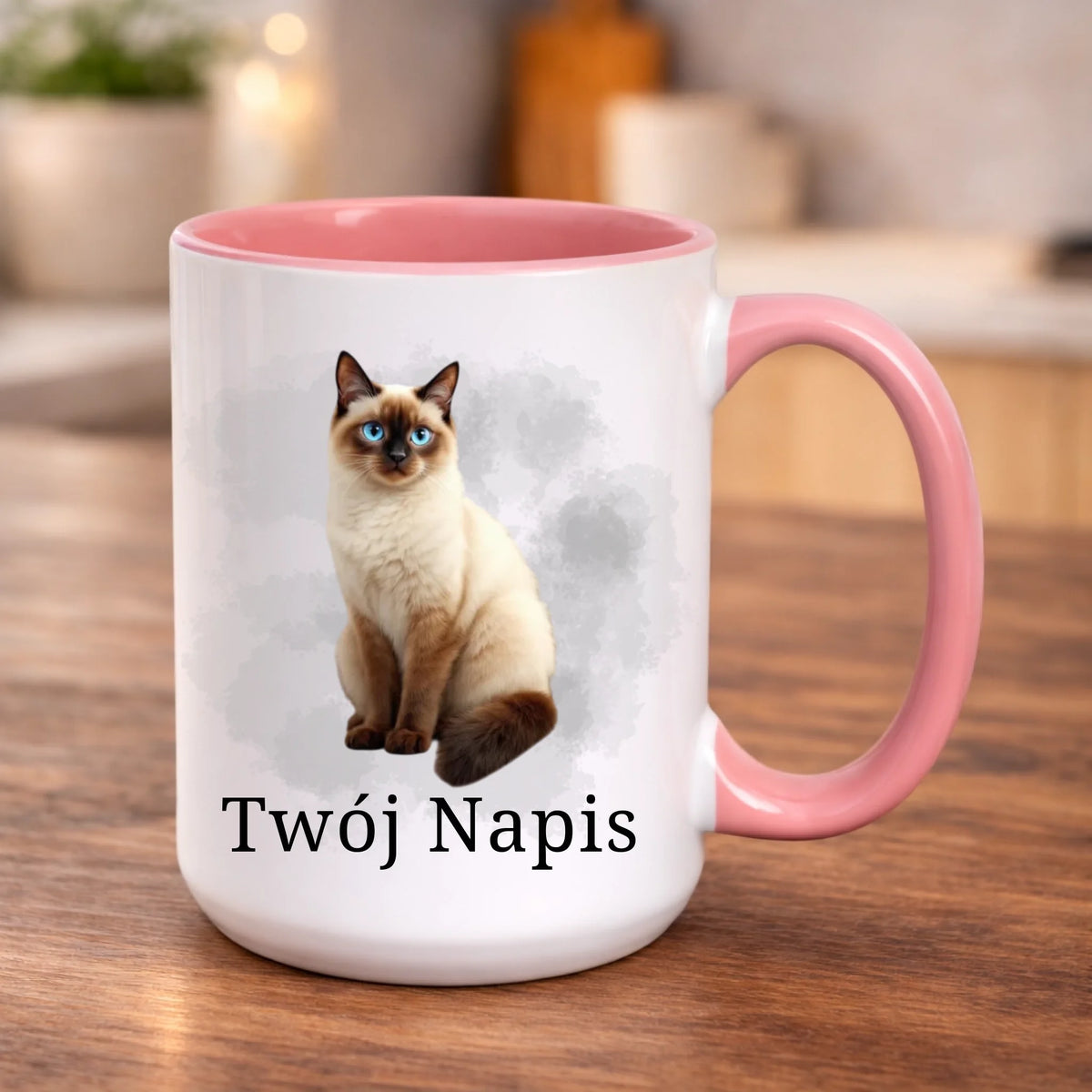 kubek z własnym nadrukiem 440ml personalizowane prezenty pl różowy