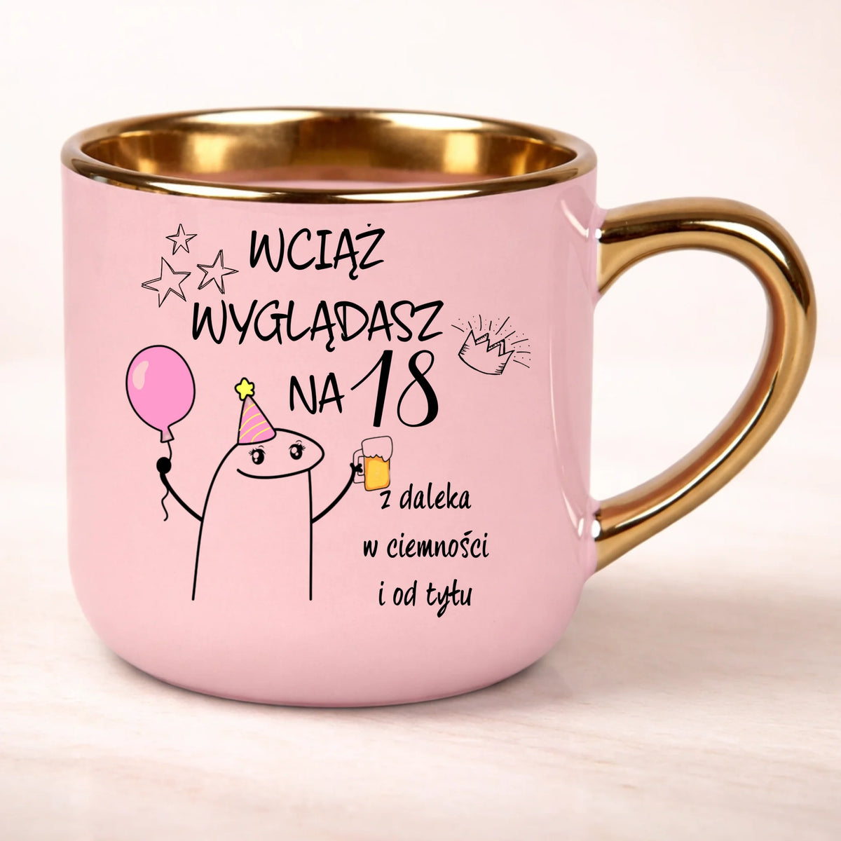 kubek personalizowany z nadrukiem 400ml rozowy