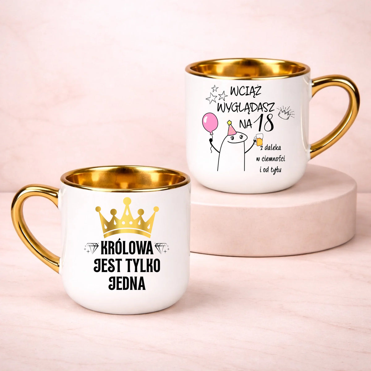 kubek z własnym nadrukiem 400ml personalizowane prezenty pl bialy