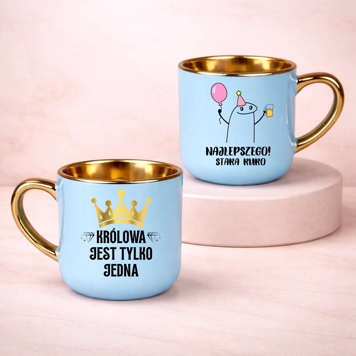 kubek z własnym nadrukiem 400ml personalizowane prezenty pl niebieski