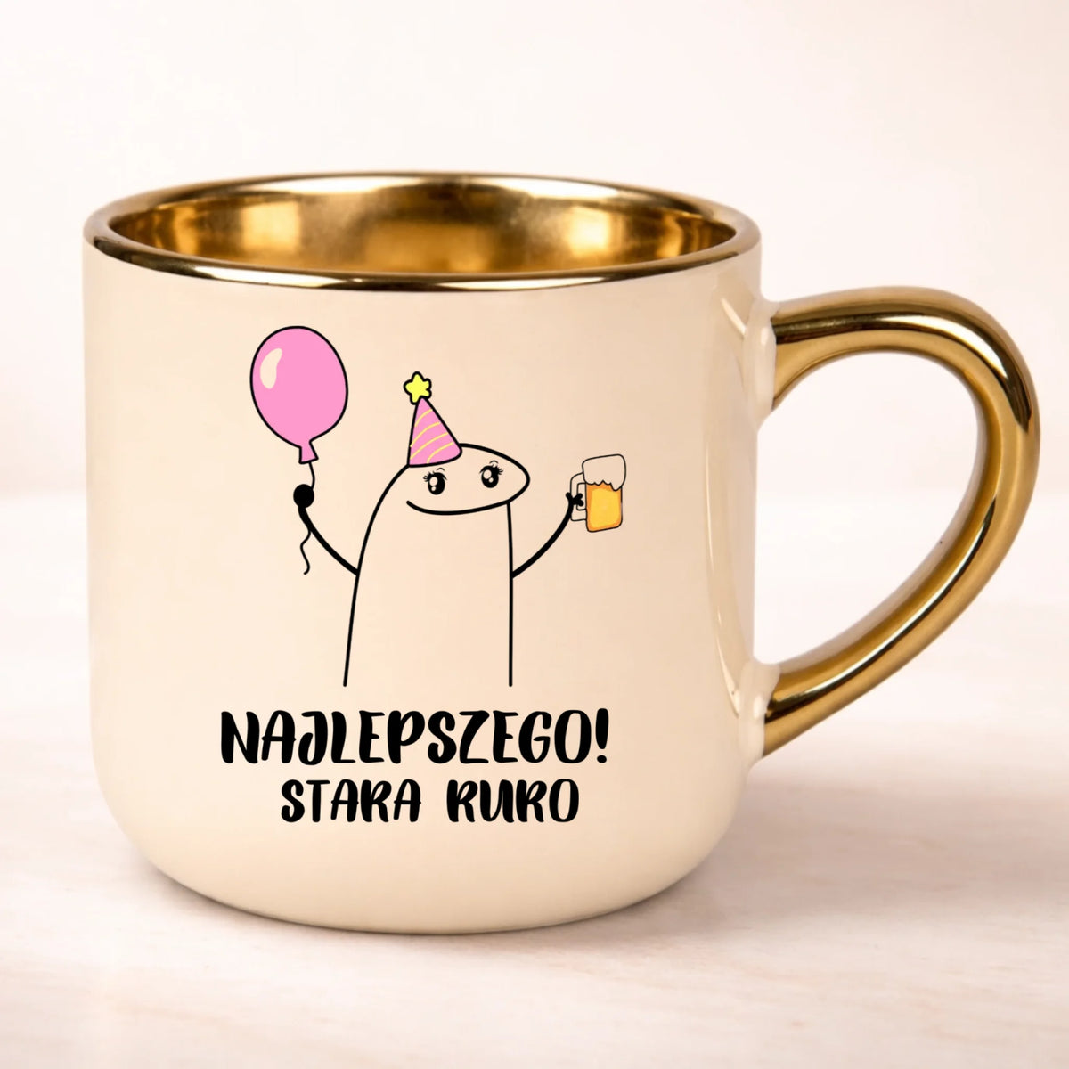 kubek personalizowany z nadrukiem 400ml kremowy