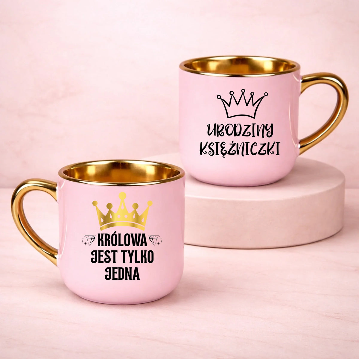 kubek z własnym nadrukiem 400ml personalizowane prezenty pl różowy