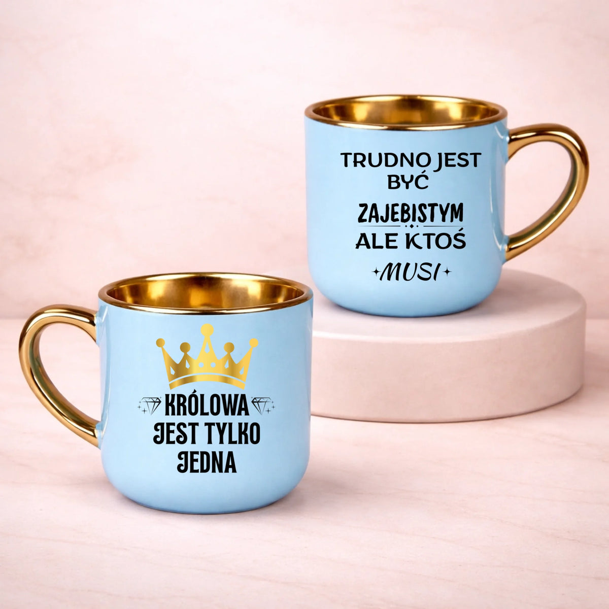 kubek z własnym nadrukiem 400ml personalizowane prezenty pl niebieski