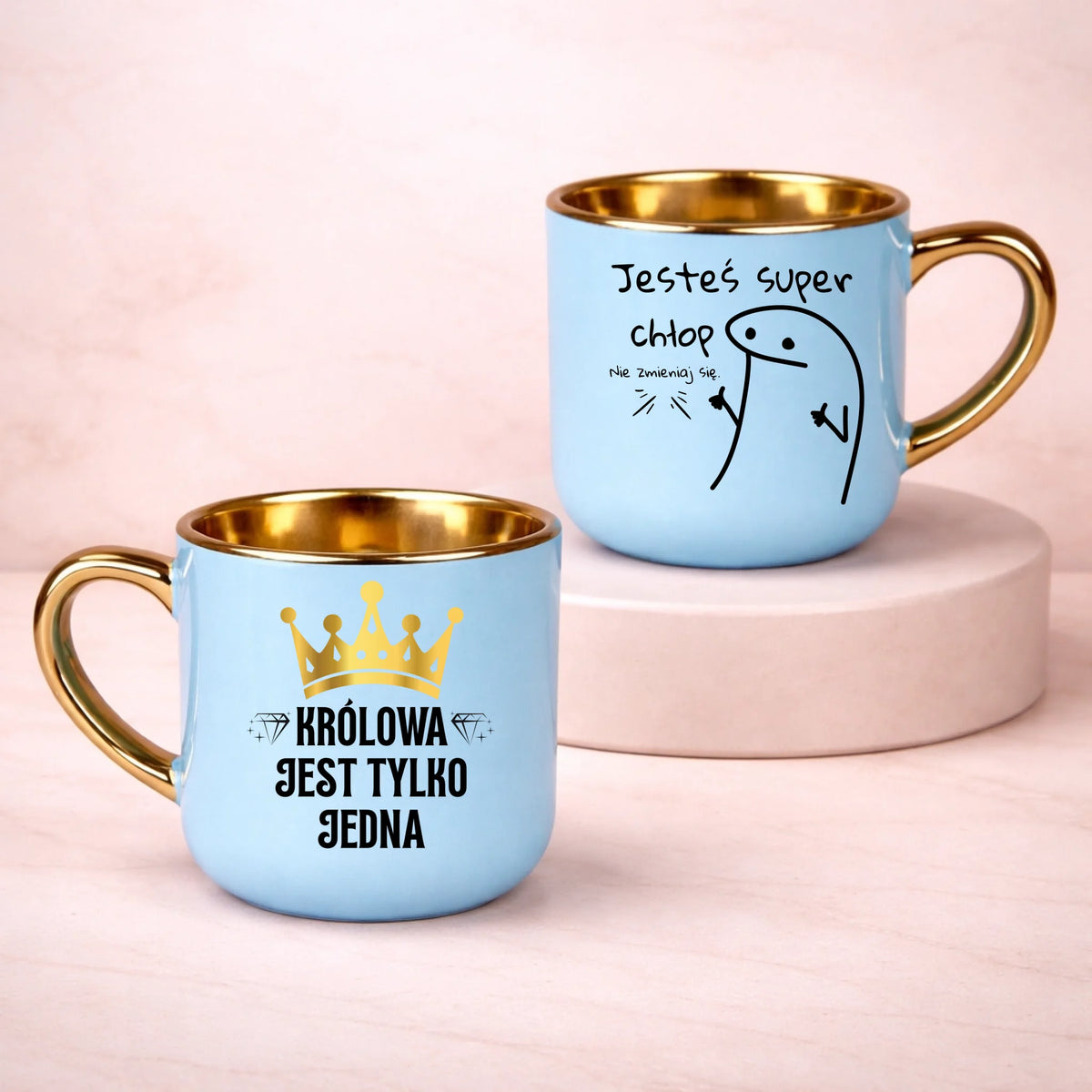 kubek z własnym nadrukiem 400ml personalizowane prezenty pl niebieski