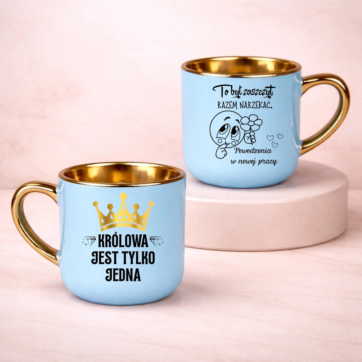 kubek z własnym nadrukiem 400ml personalizowane prezenty pl niebieski