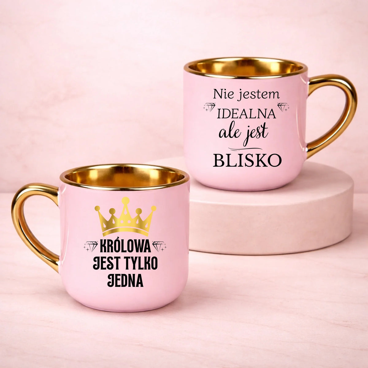 kubek z własnym nadrukiem 400ml personalizowane prezenty pl różowy