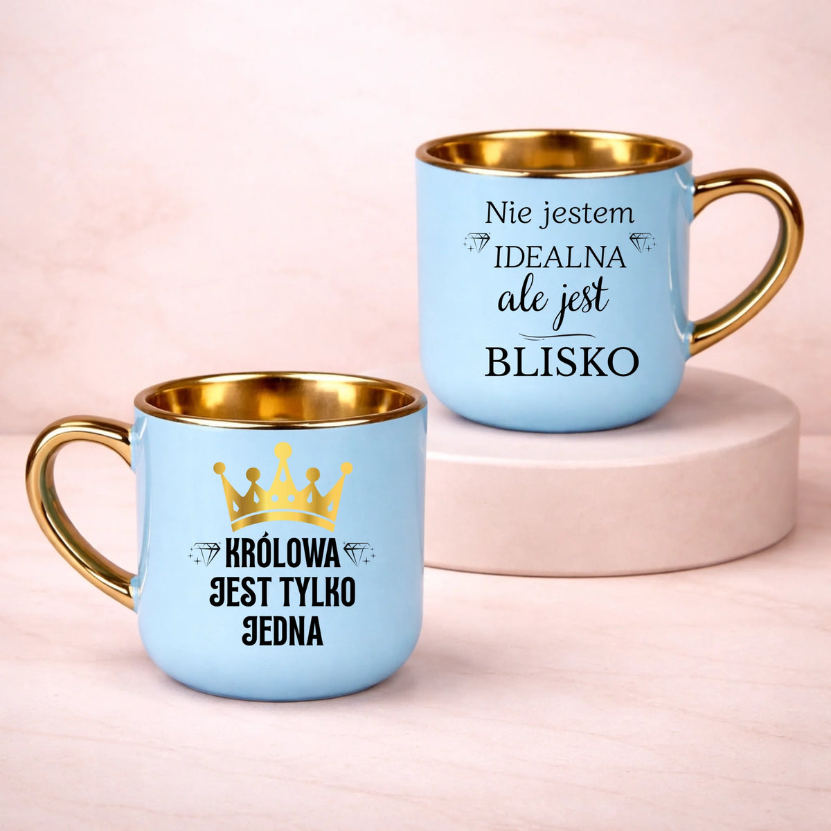 kubek z własnym nadrukiem 400ml personalizowane prezenty pl niebieski