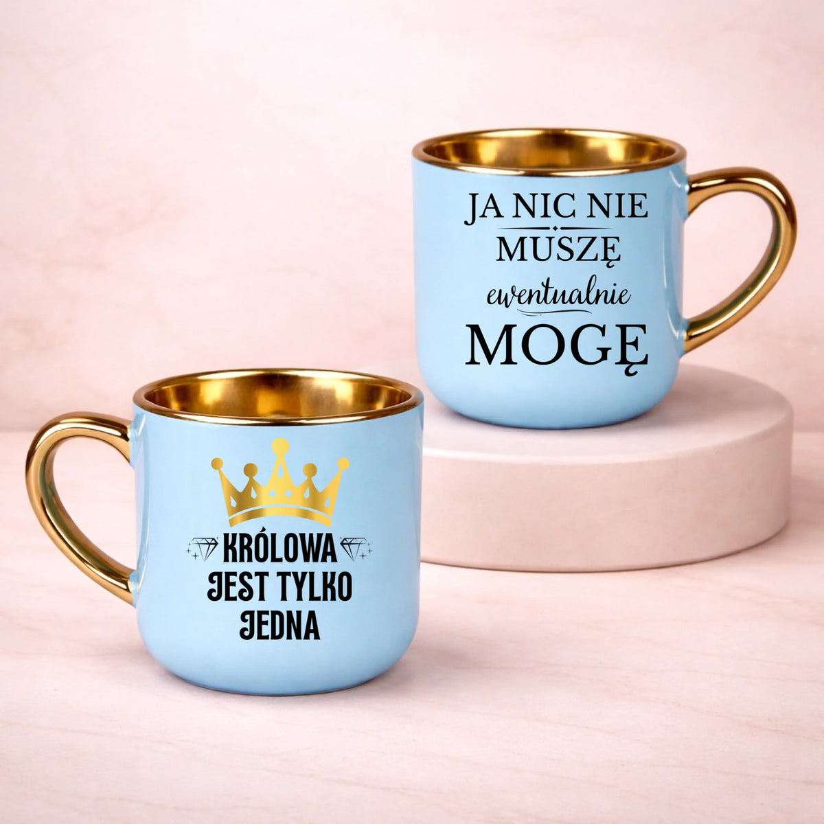 kubek z własnym nadrukiem 400ml personalizowane prezenty pl niebieski