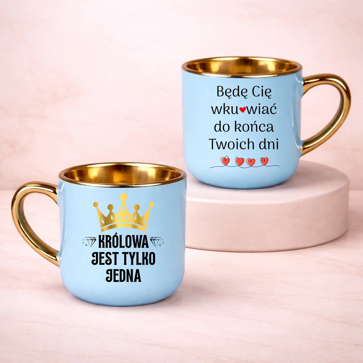 kubek z własnym nadrukiem 400ml personalizowane prezenty pl niebieski