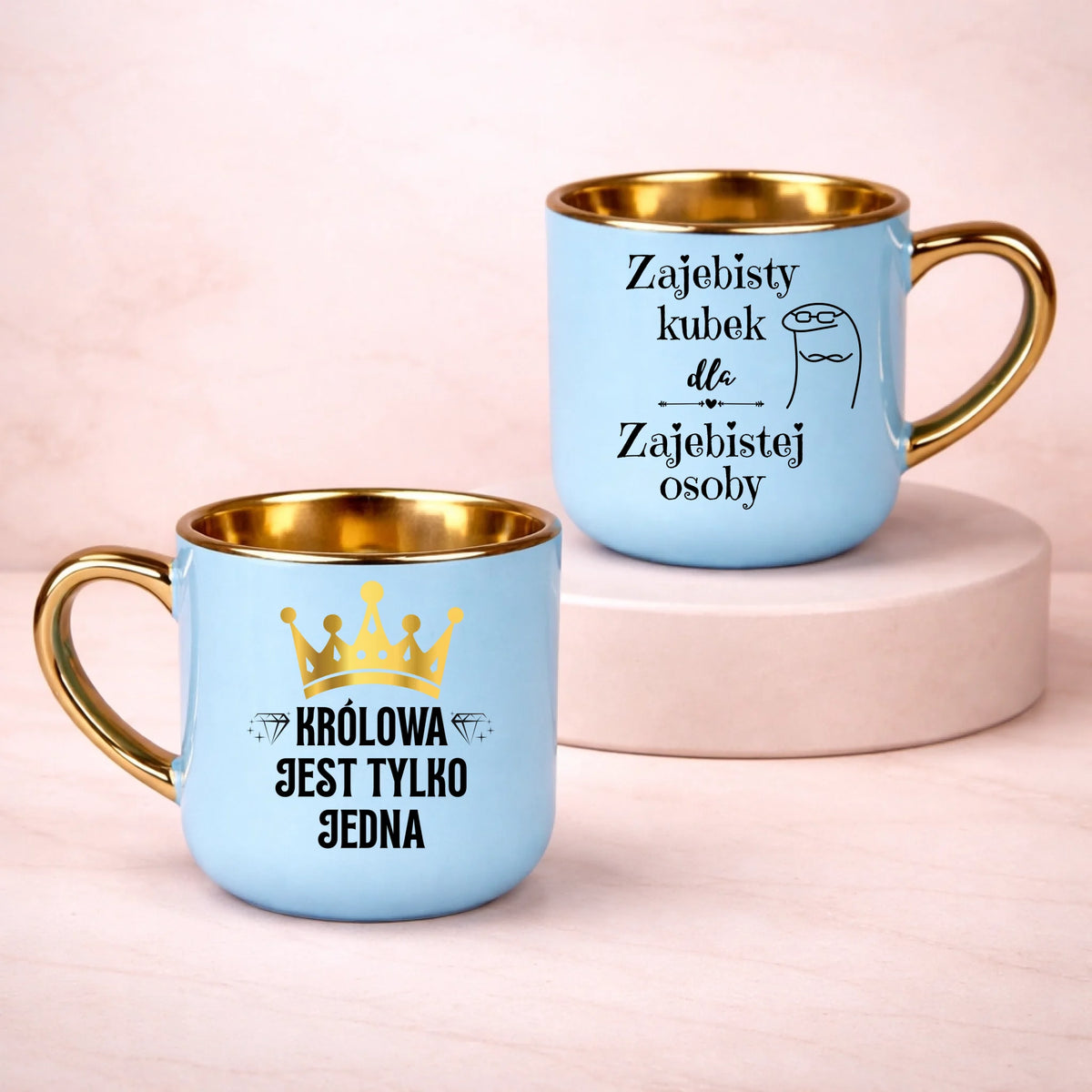 kubek z własnym nadrukiem 400ml personalizowane prezenty pl niebieski