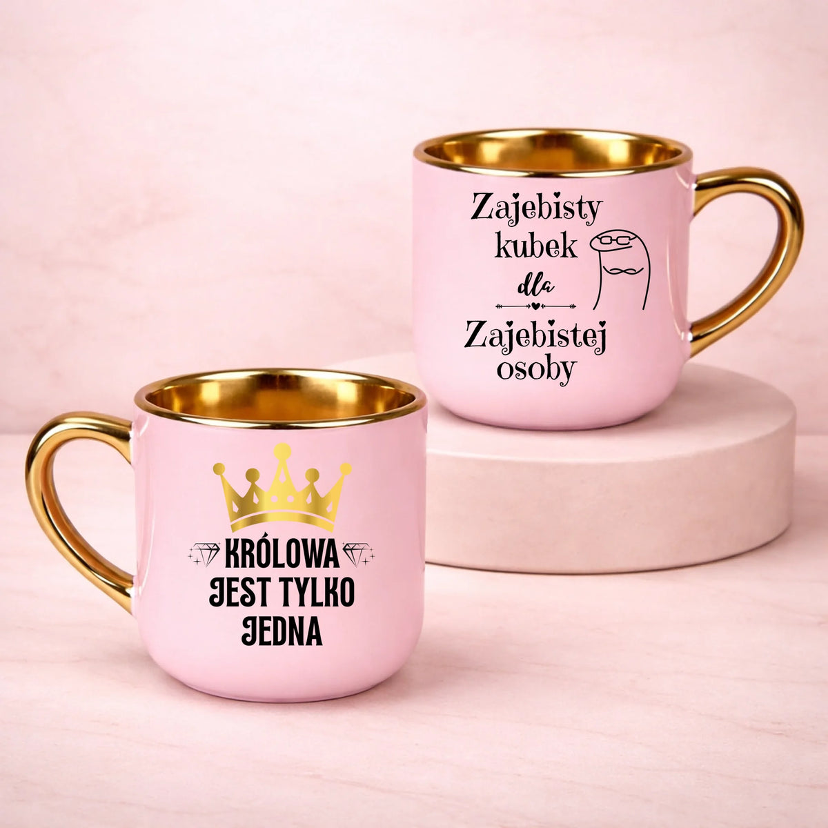 kubek z własnym nadrukiem 400ml personalizowane prezenty pl różowy