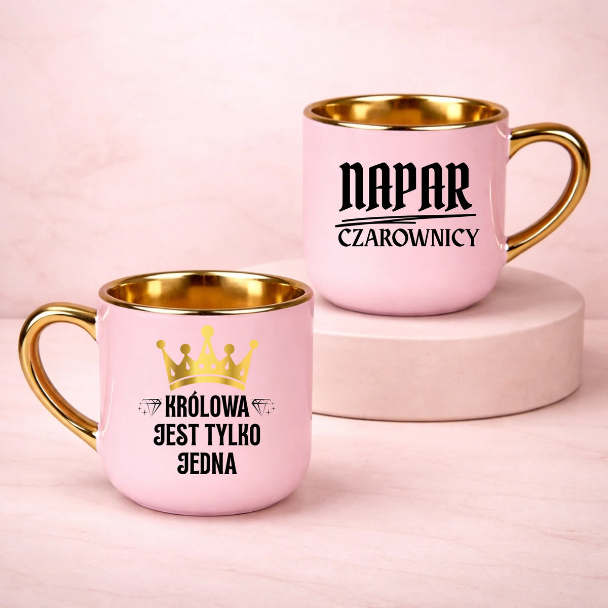 kubek z własnym nadrukiem 400ml personalizowane prezenty pl różowy
