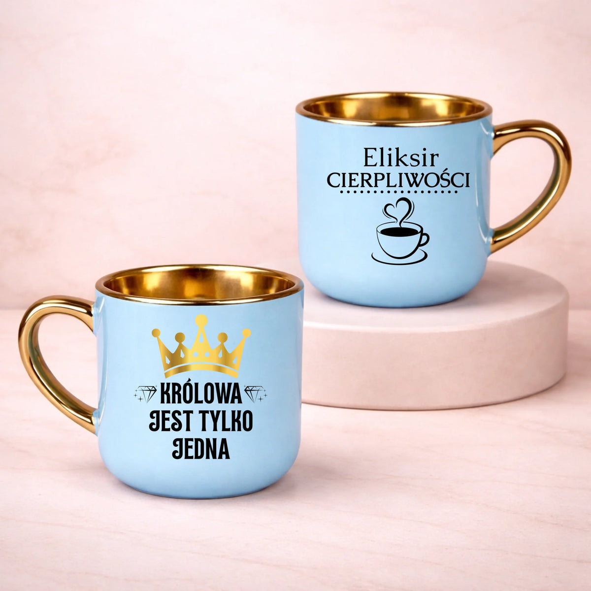 kubek z własnym nadrukiem 400ml personalizowane prezenty pl niebieski