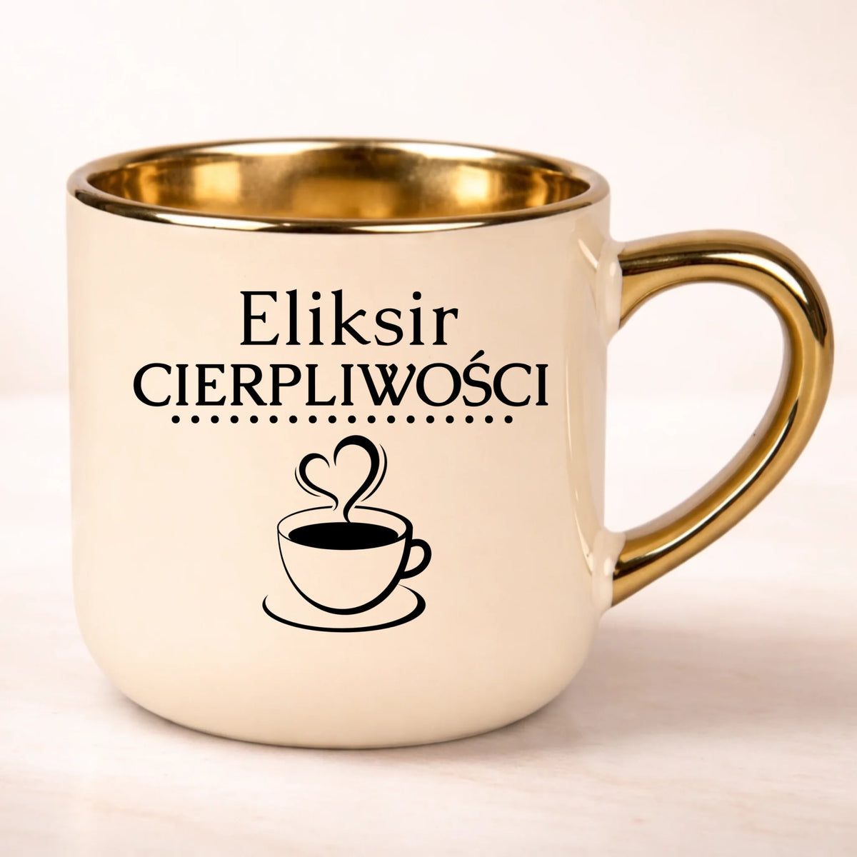 Kubek z napisem Eliksir Cierpliwości elegant 400ml