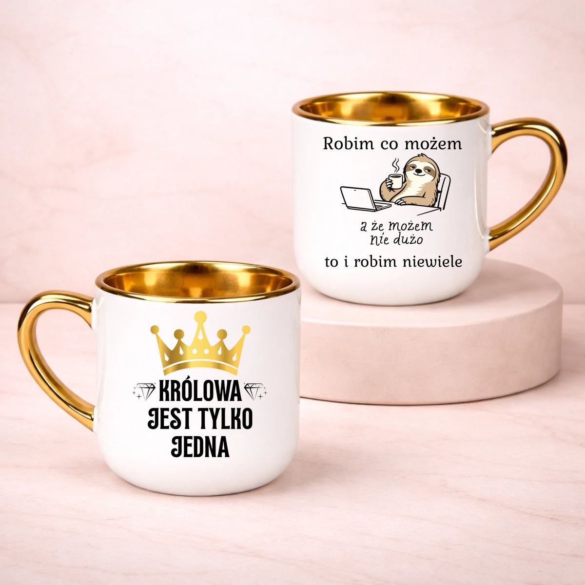 kubek z własnym nadrukiem 400ml personalizowane prezenty pl bialy