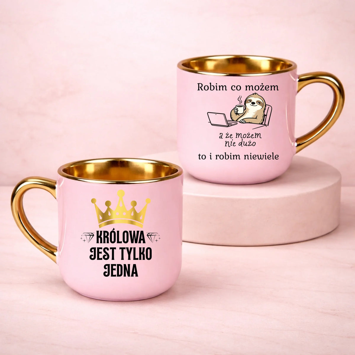 kubek z własnym nadrukiem 400ml personalizowane prezenty pl różowy