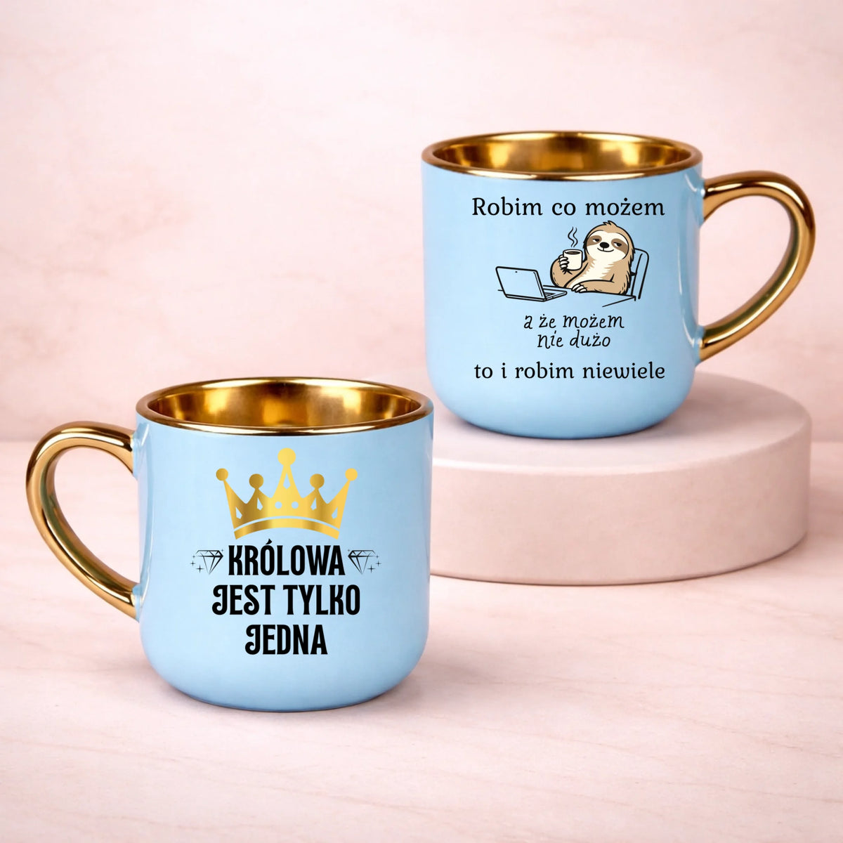 kubek z własnym nadrukiem 400ml personalizowane prezenty pl niebieski