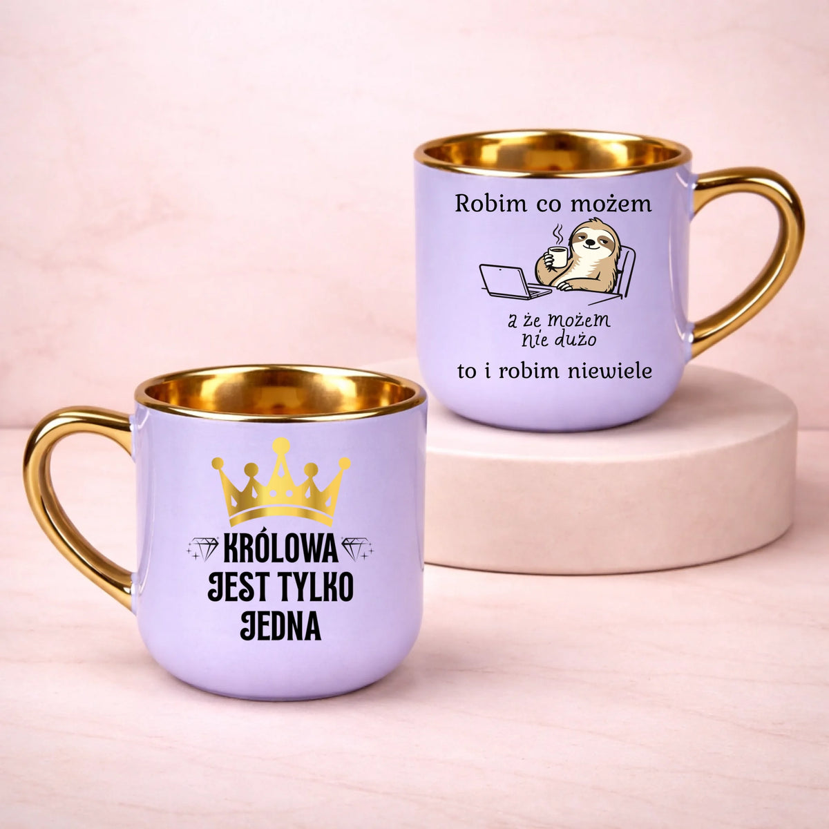kubek z własnym nadrukiem 400ml personalizowane prezenty pl fioletowy