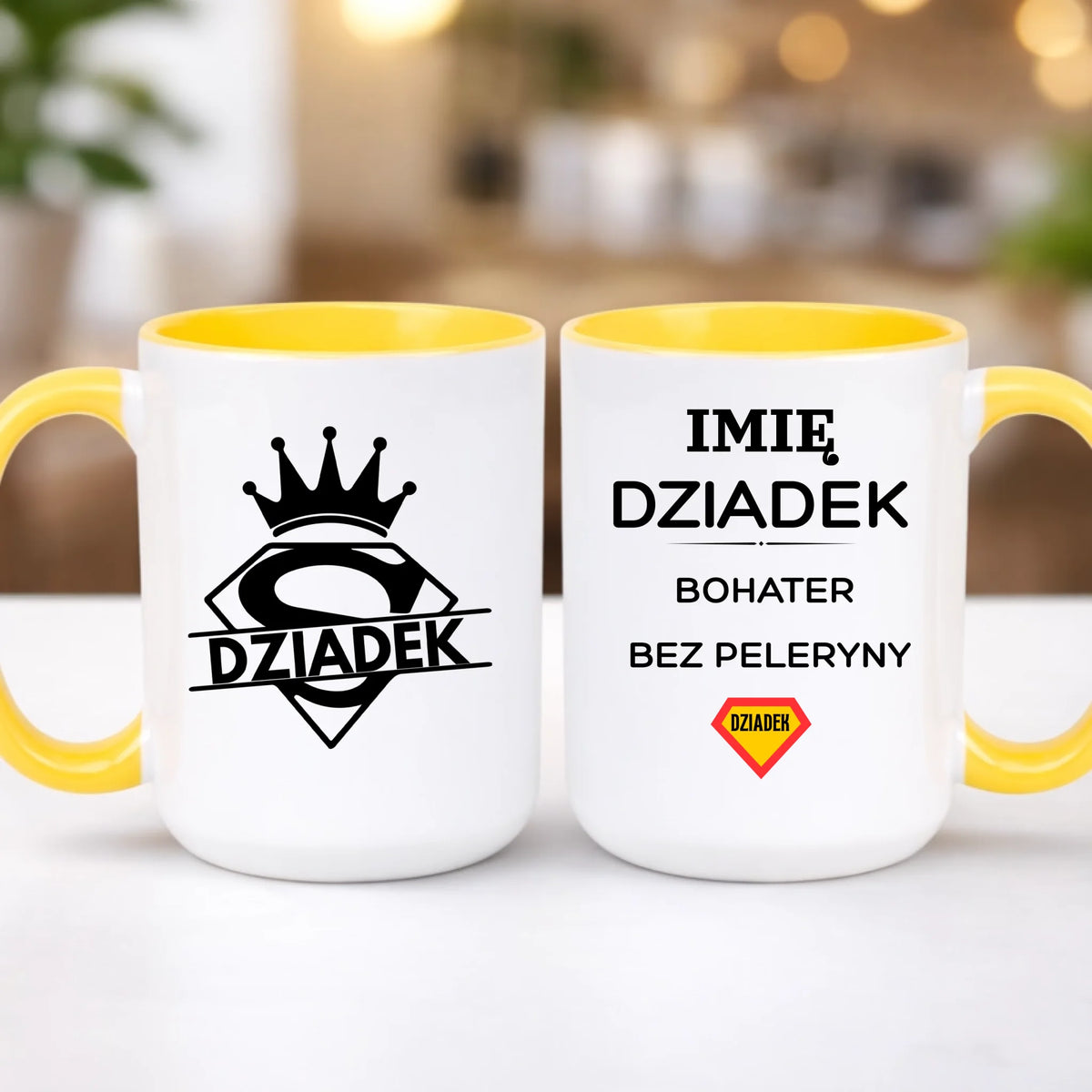 kubek z własnym nadrukiem 440ml personalizowane prezenty pl żółty