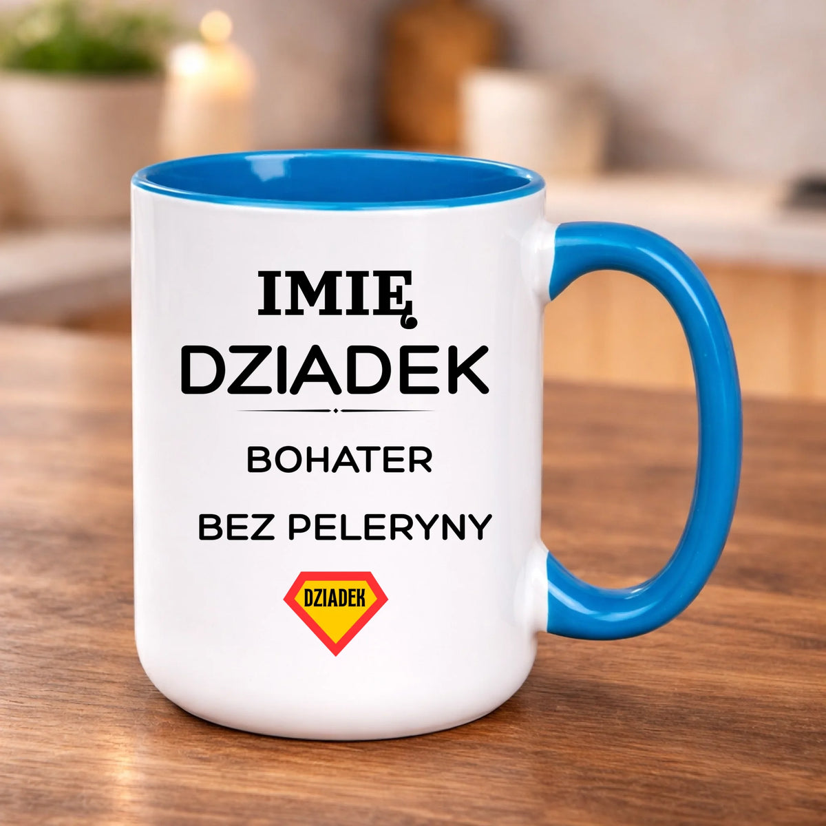 kubek z własnym nadrukiem 440ml personalizowane prezenty pl niebieski