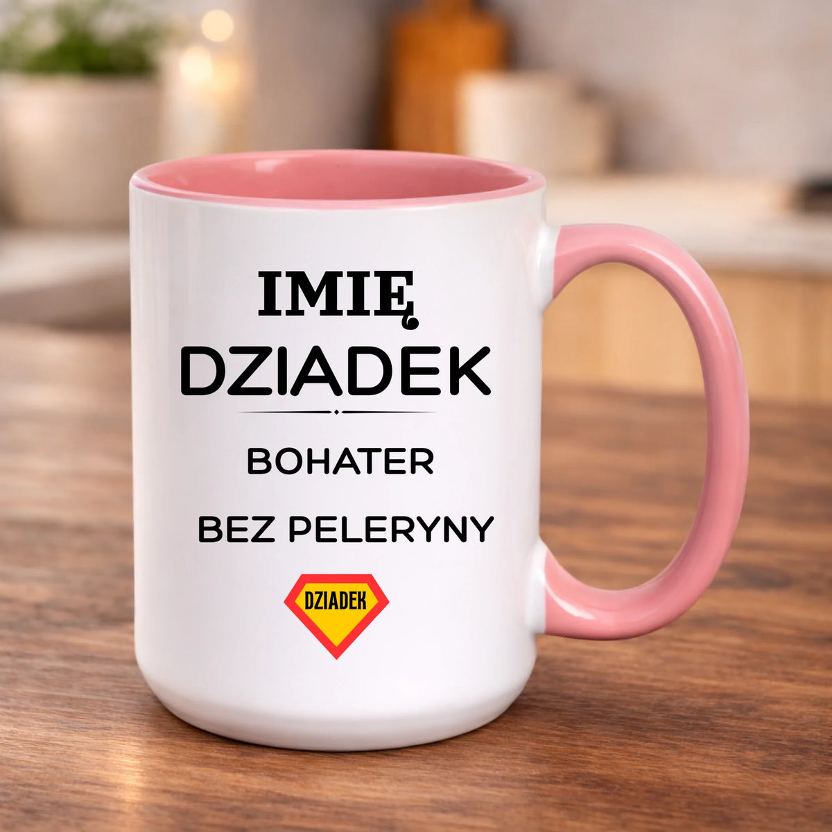 kubek z własnym nadrukiem 440ml personalizowane prezenty pl różowy