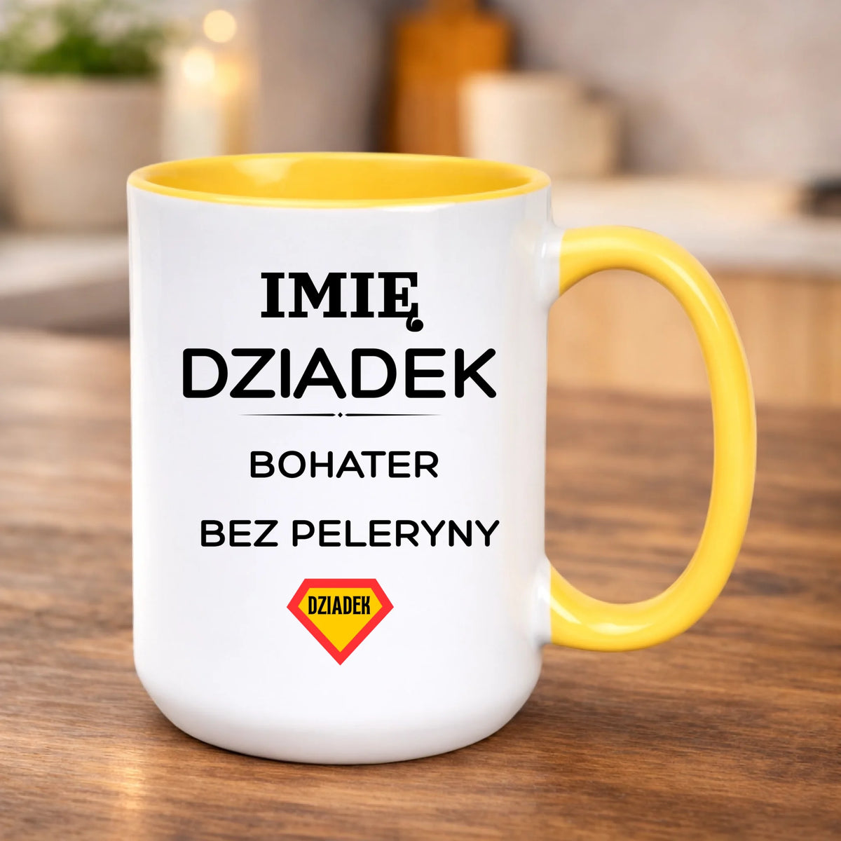 kubek z własnym nadrukiem 440ml personalizowane prezenty pl żółty