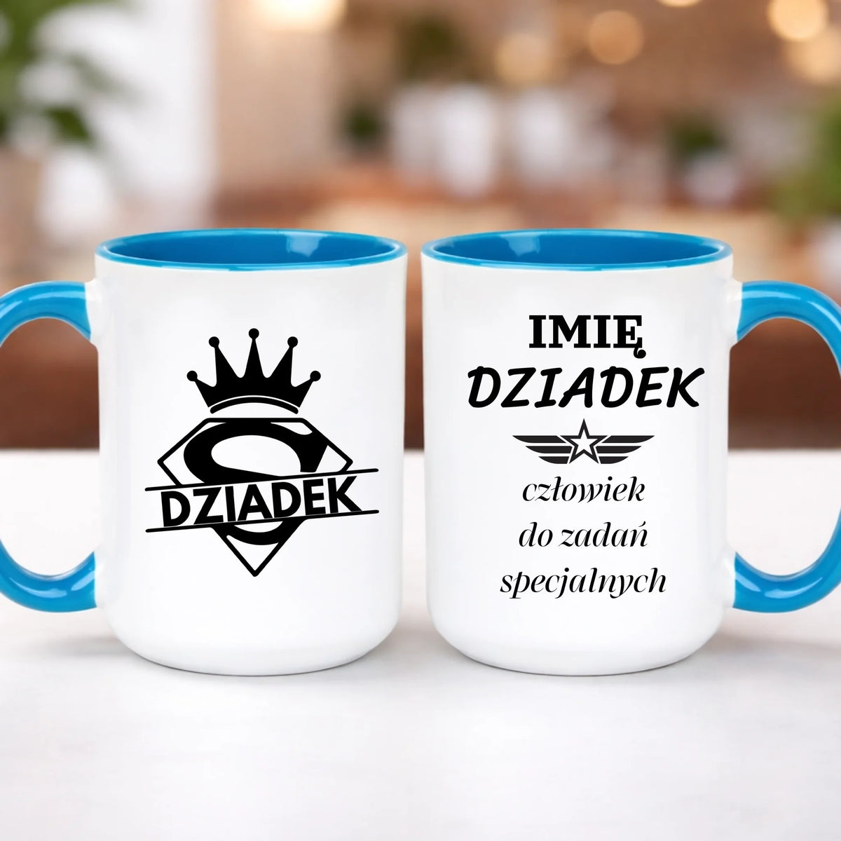 kubek z własnym nadrukiem 440ml personalizowane prezenty pl niebieski