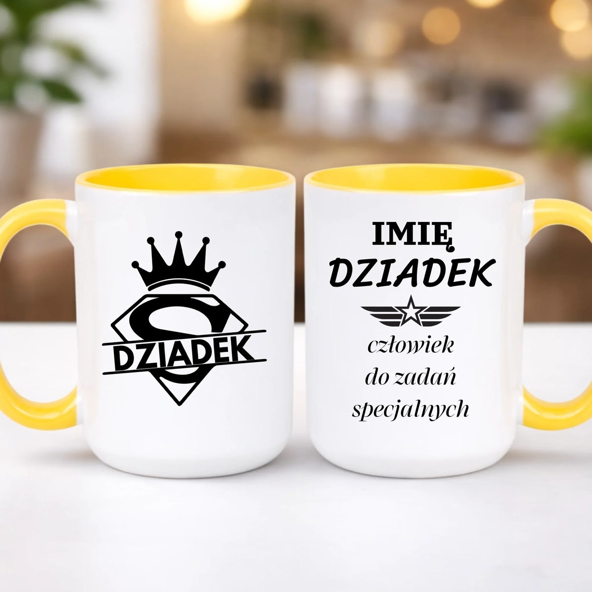 kubek z własnym nadrukiem 440ml personalizowane prezenty pl żółty