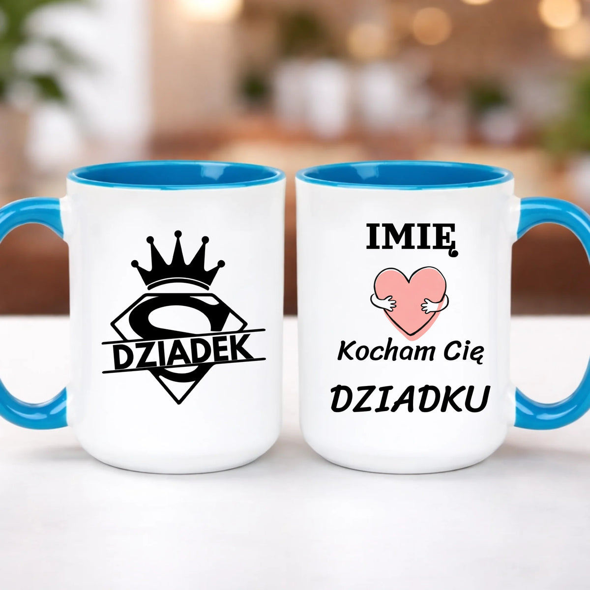 kubek z własnym nadrukiem 440ml personalizowane prezenty pl niebieski