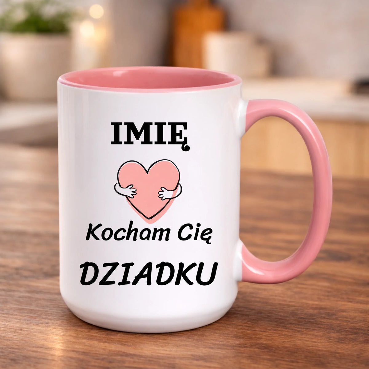 kubek z własnym nadrukiem 440ml personalizowane prezenty pl różowy