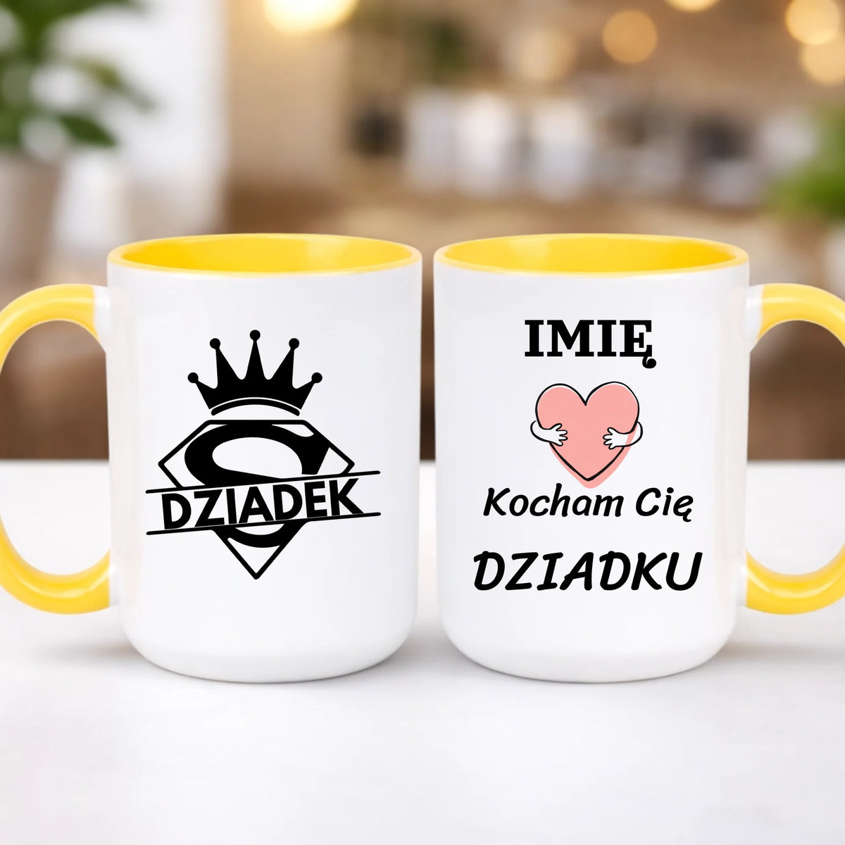 kubek z własnym nadrukiem 440ml personalizowane prezenty pl żółty
