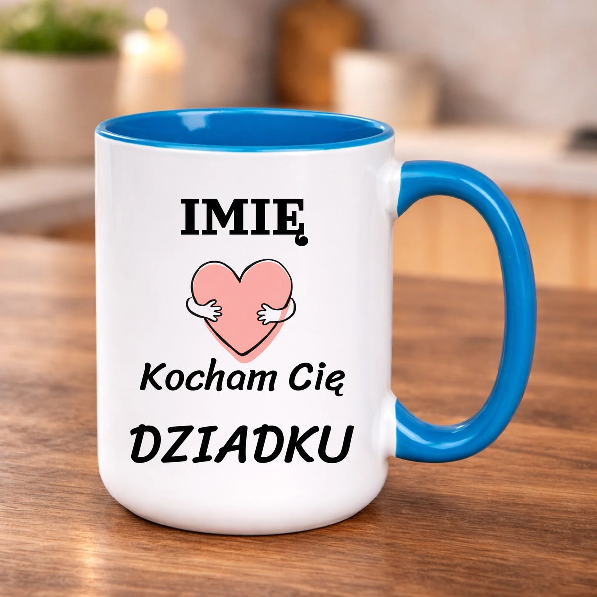 kubek z własnym nadrukiem 440ml personalizowane prezenty pl niebieski